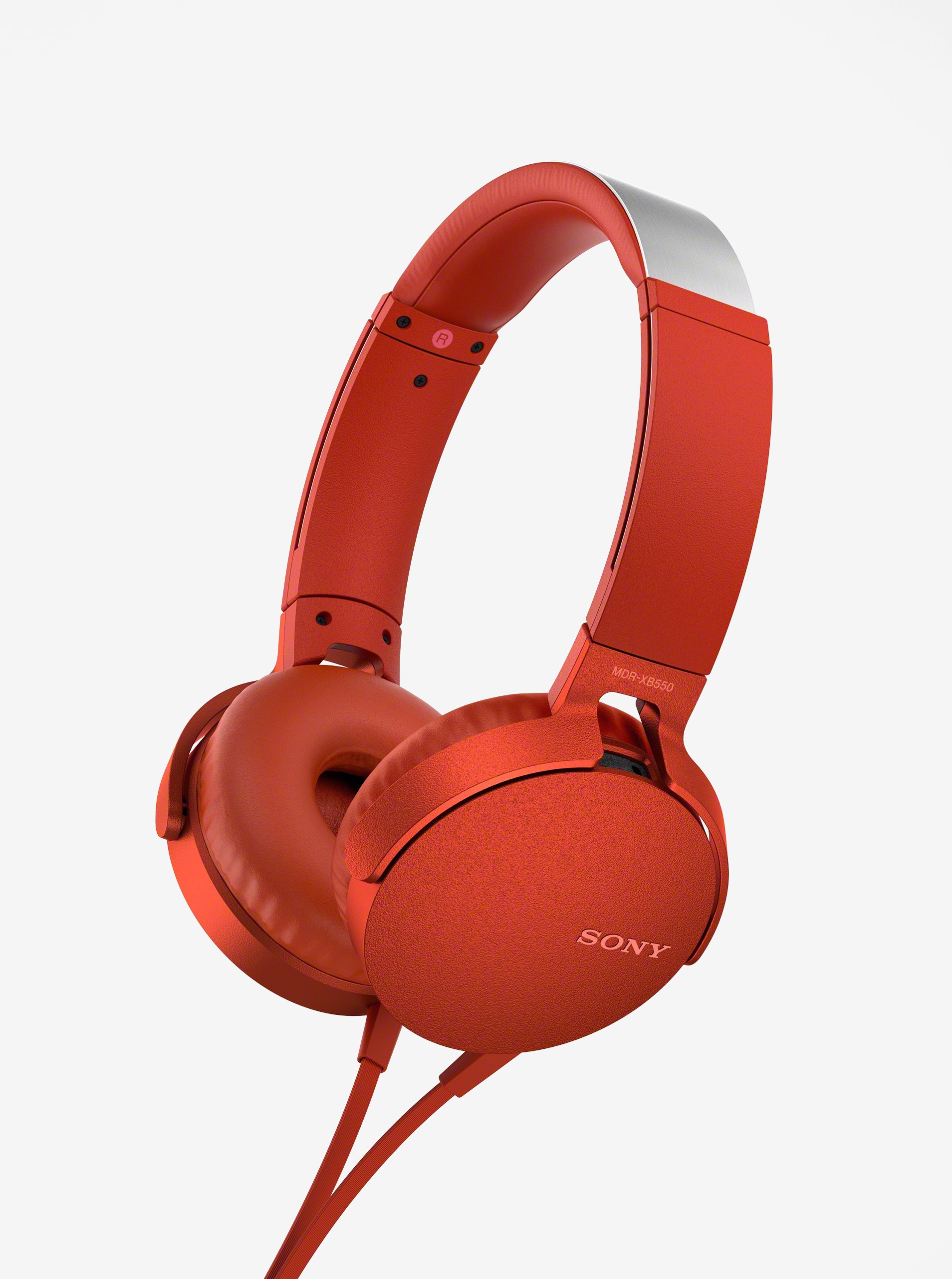 Červená sluchátka s mikrofonem Sony Extra Bass