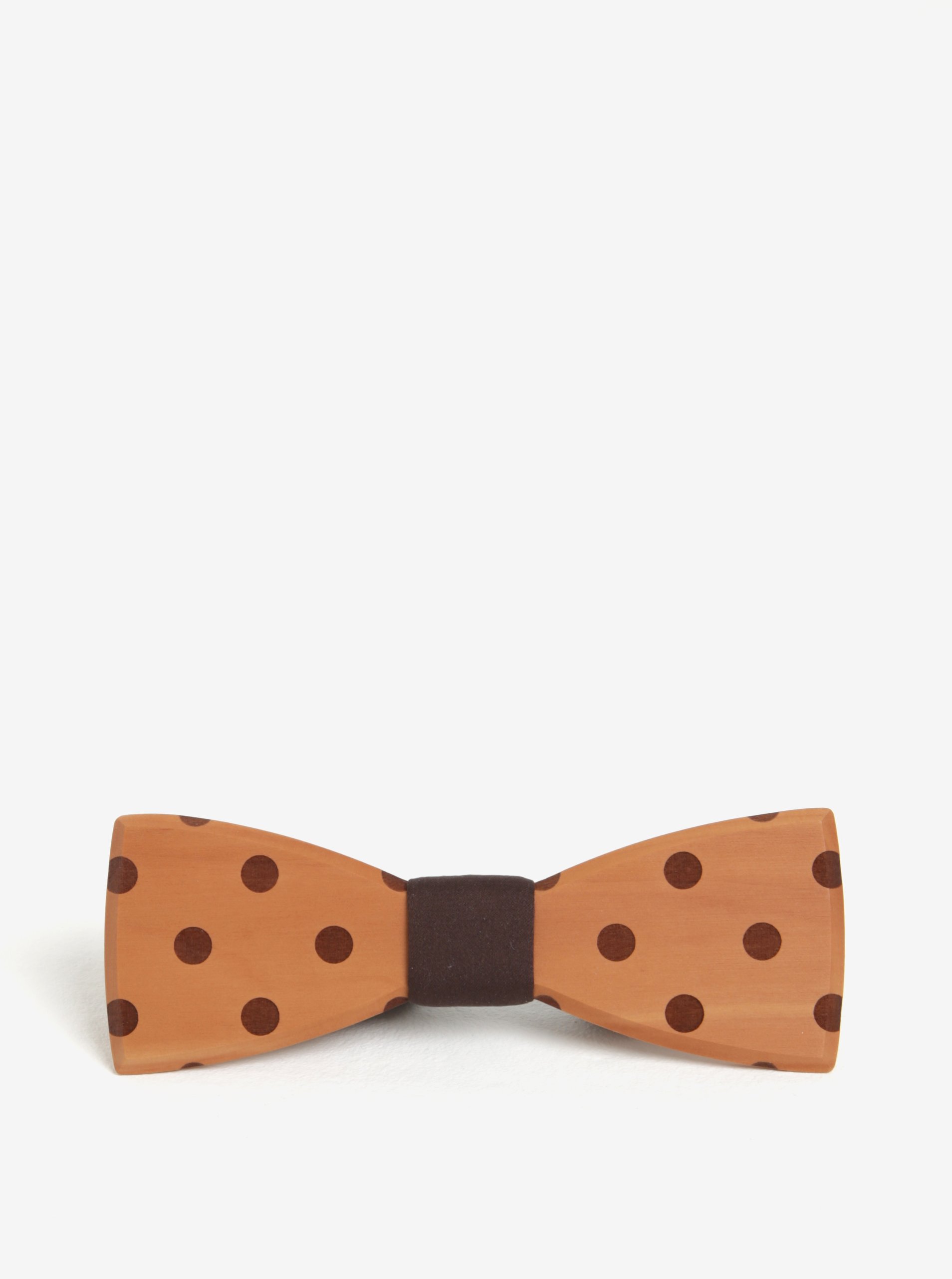 Hnědý pánský dřevěný gravírovaný motýlek s puntíky BeWooden Dolo