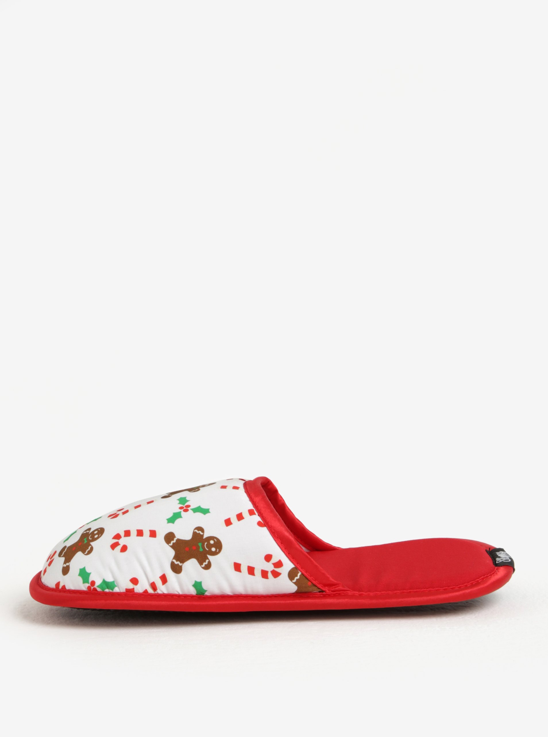 Červeno-bílé unisex papuče s vánočním motivem Slippsy