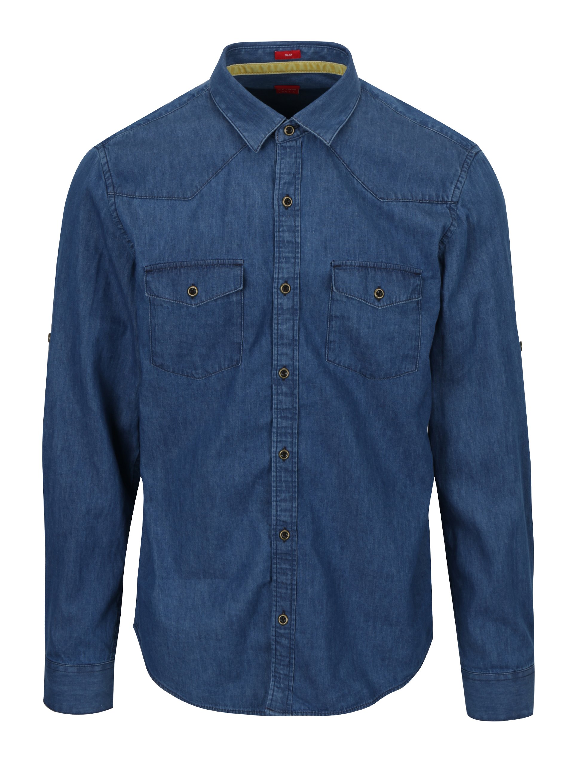 Modrá pánská džínová slim fit košile s.Oliver