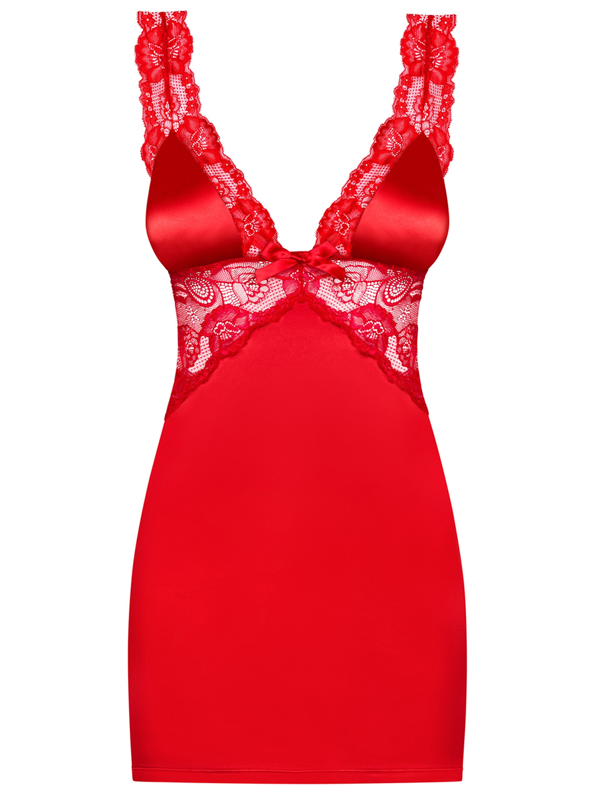 Sada saténové košilky s krajkou a tang Obsessive Secred chemise