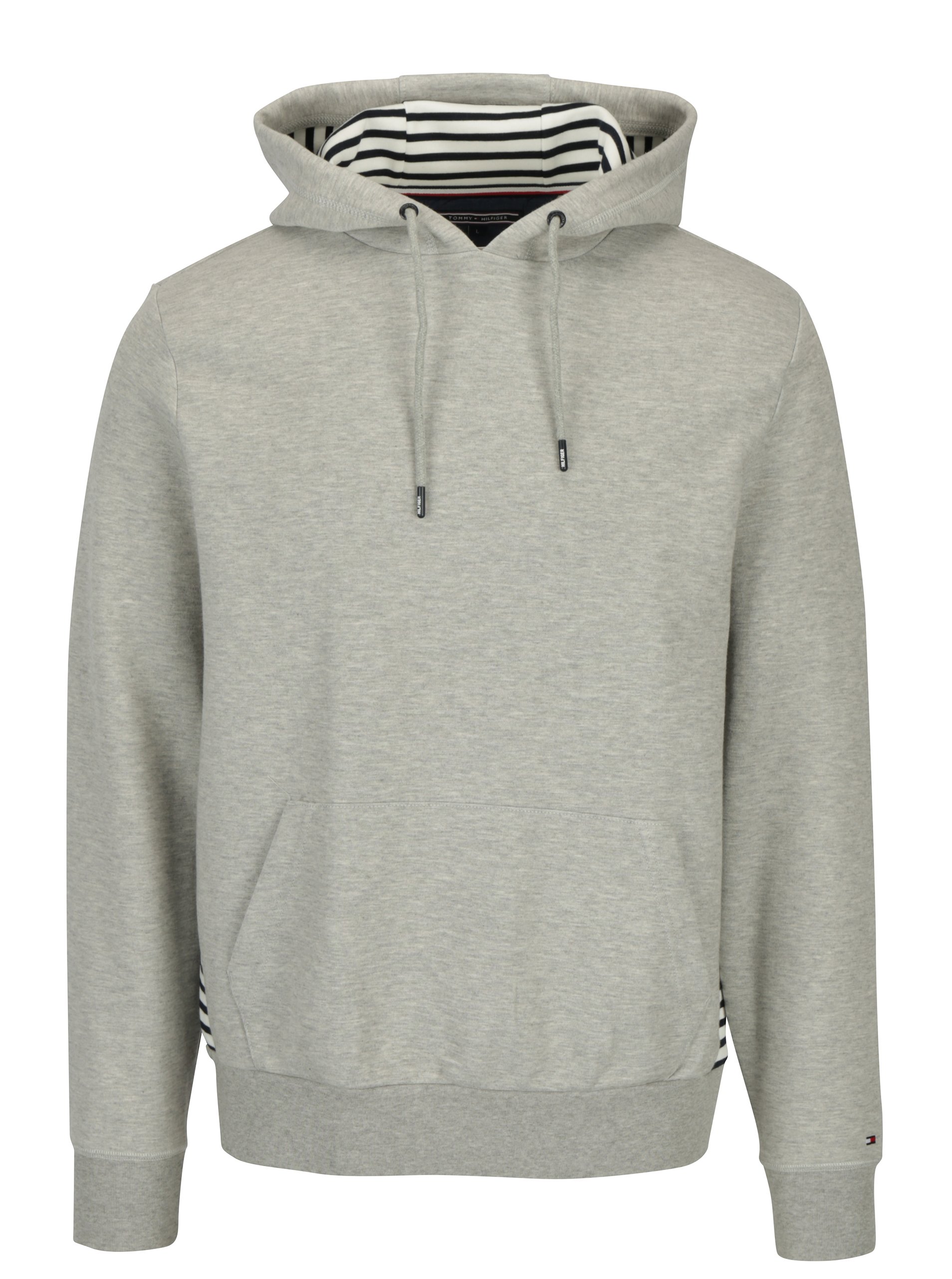 Světle šedá pánská mikina s pruhovaným pásem na bocích Tommy Hilfiger
