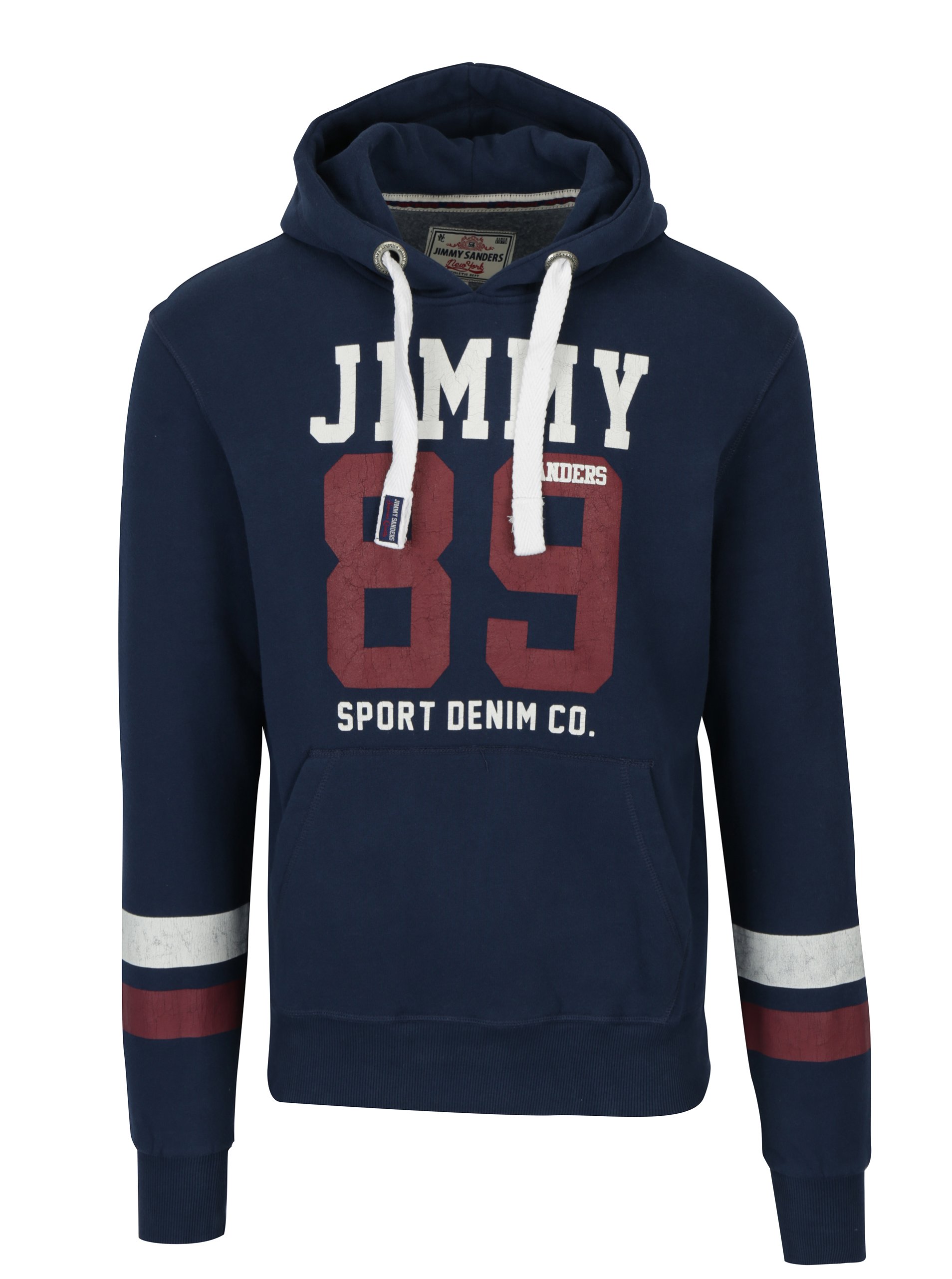 Tmavě modrá pánská mikina s kapucí a potiskem Jimmy Sanders