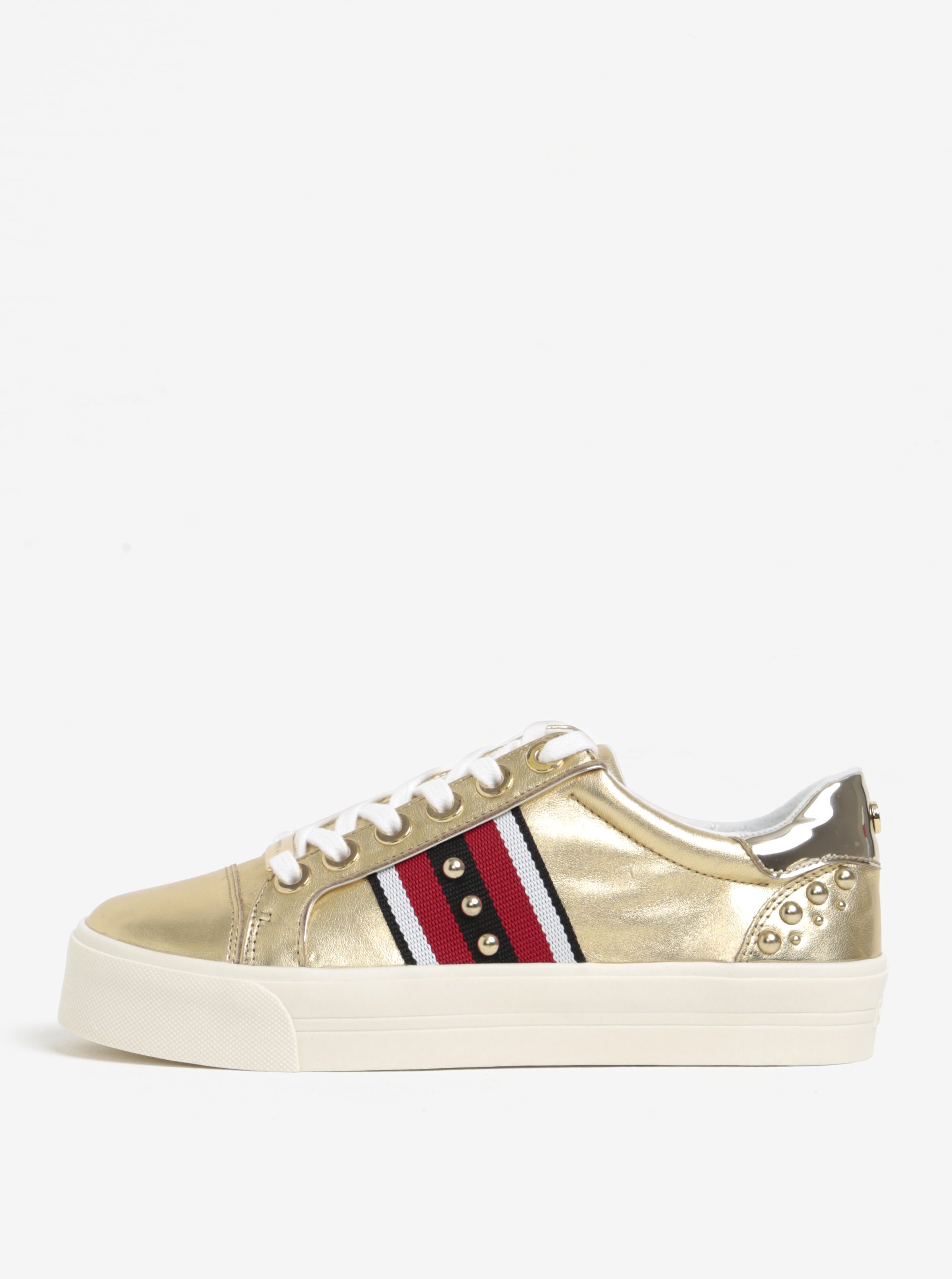 Metalické kožené tenisky ve zlaté barvě na platformě Carvela Kurt Geiger Lax NP
