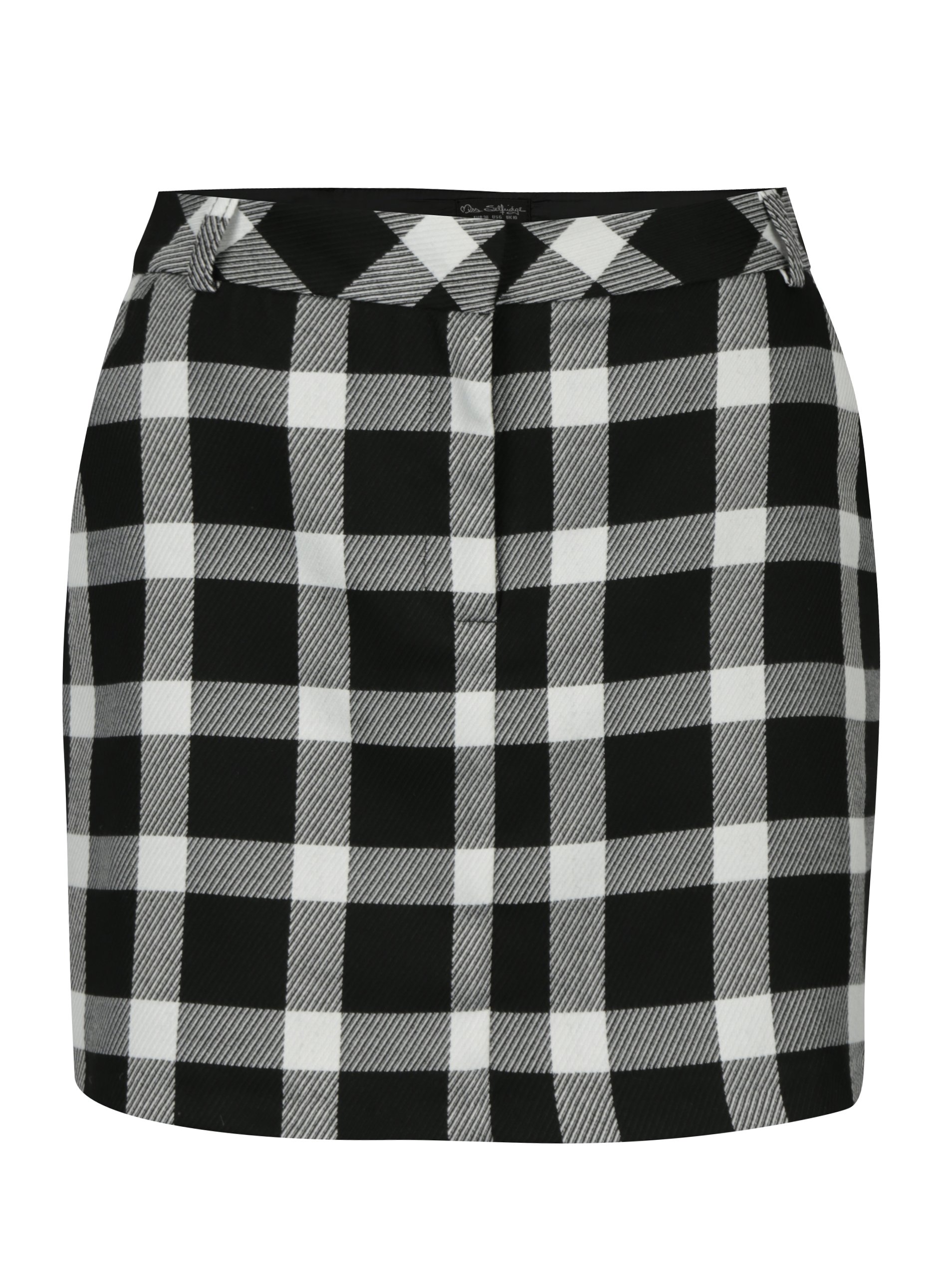 Bílo-černá kostkovaná minisukně Miss Selfridge