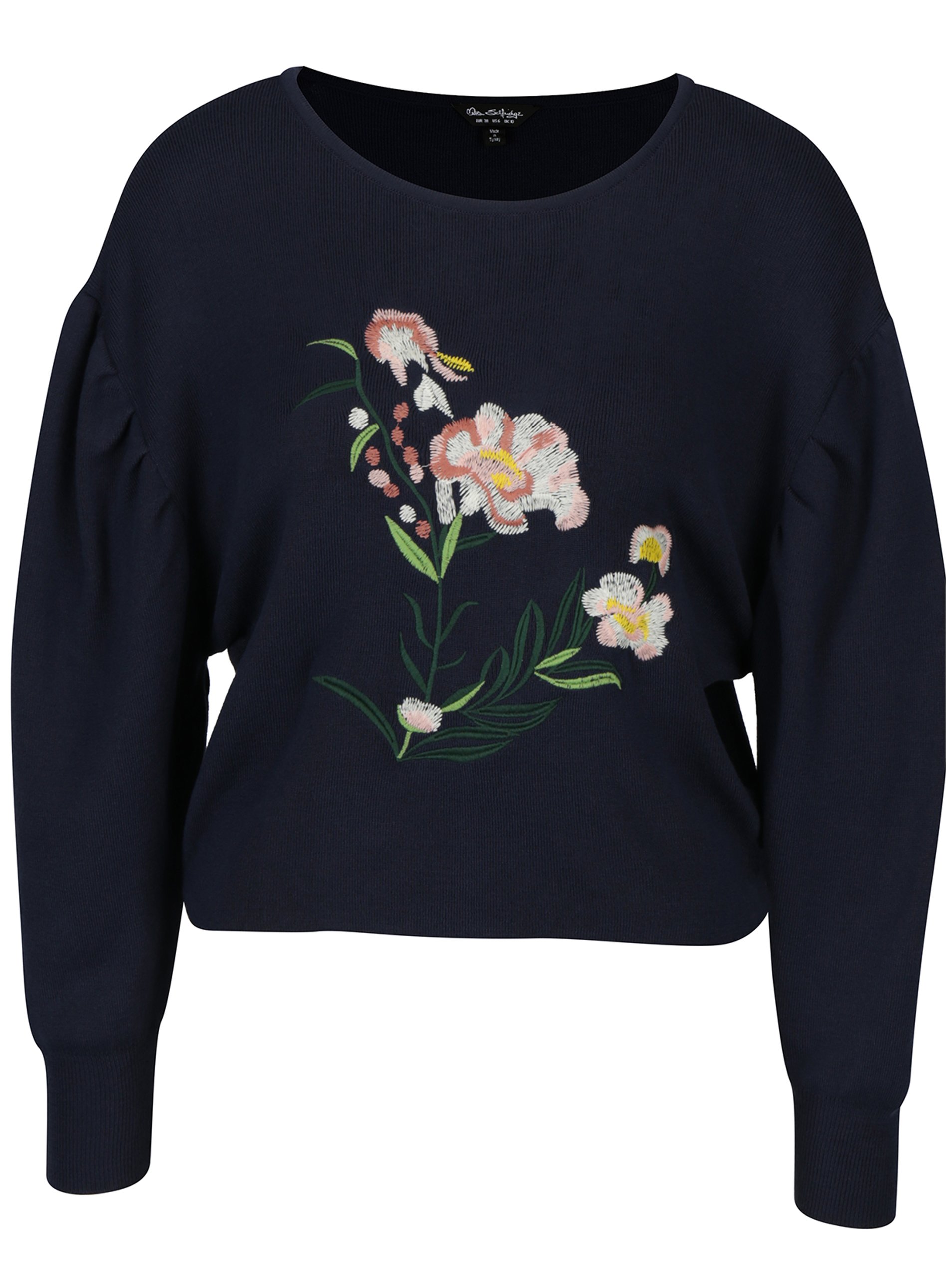 Tmavě modrý svetr s výšivkou Miss Selfridge
