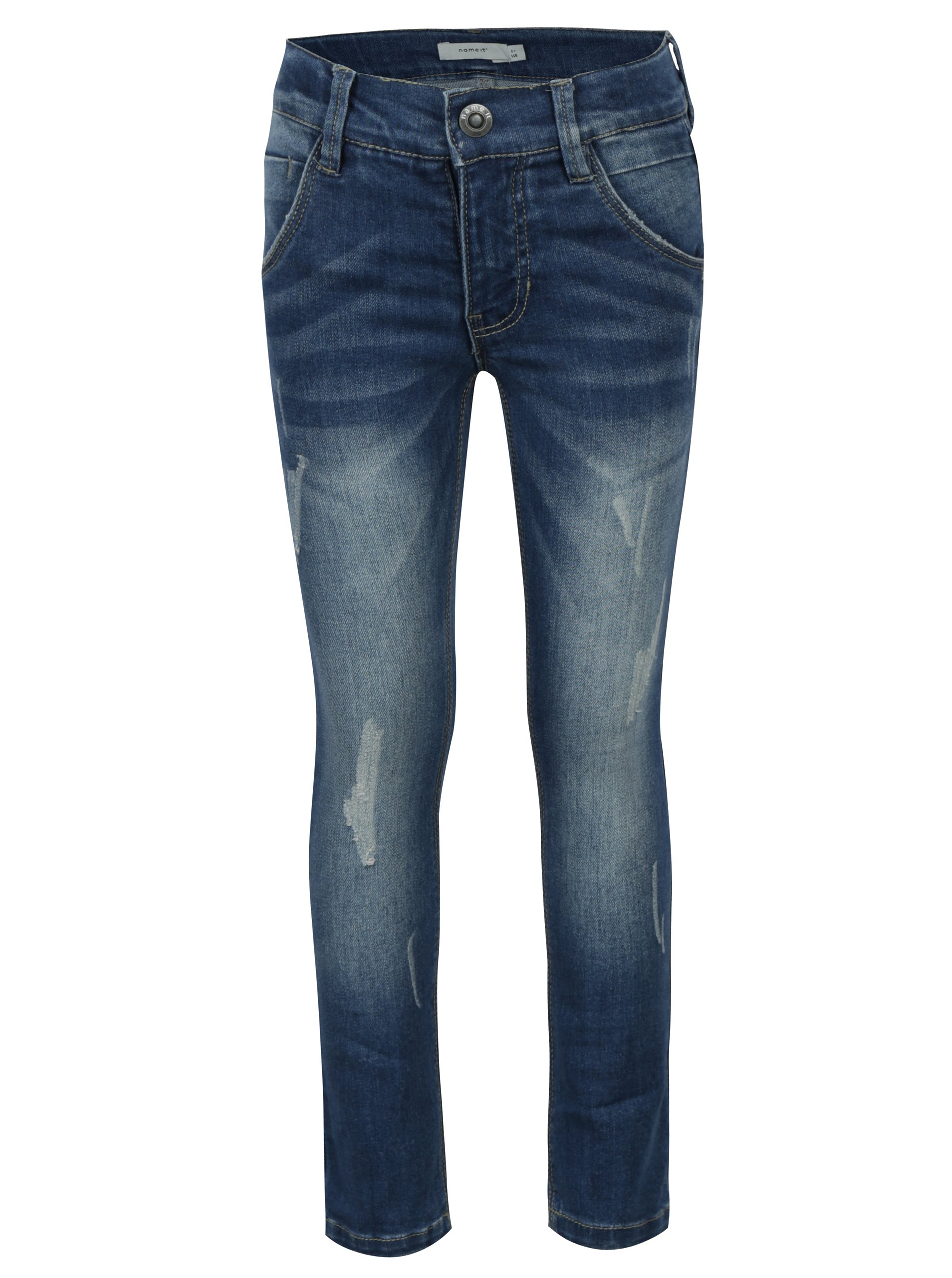 Modré klučičí skinny džíny s vyšisovaným efektem name it Pete