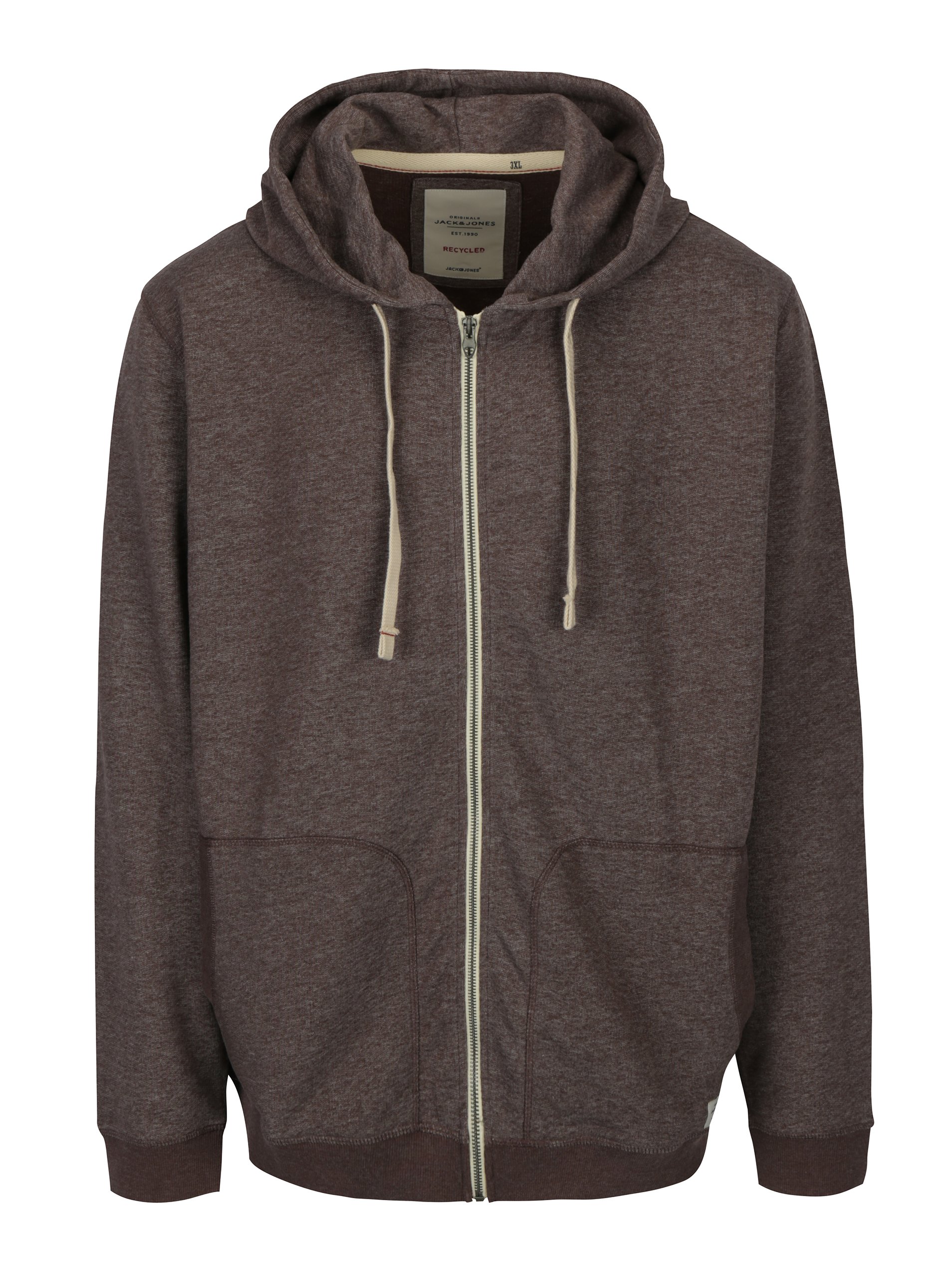Hnědá žíhaná mikina s kapucí Jack & Jones Recycle