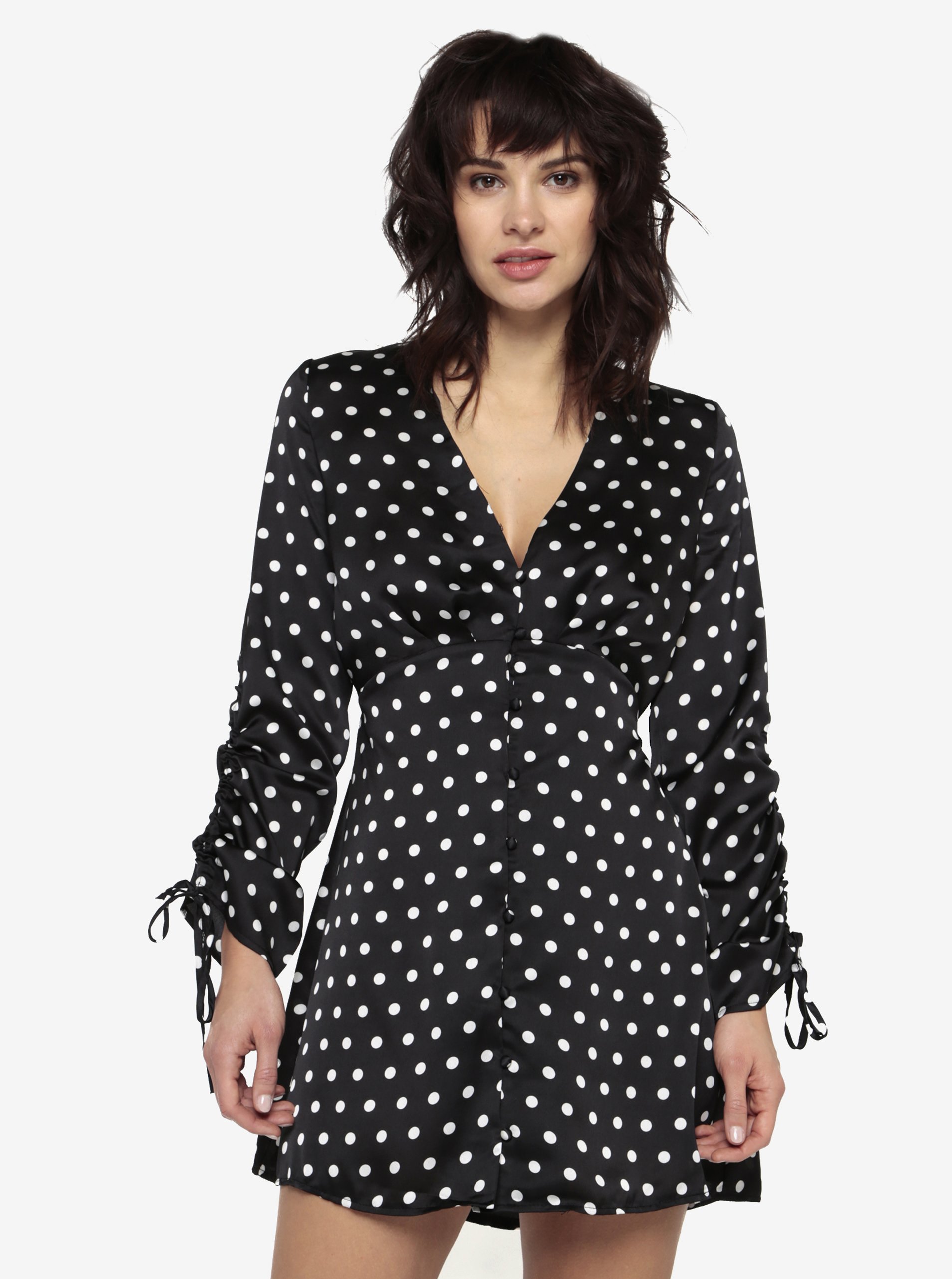 Černé puntíkované minišaty MISSGUIDED