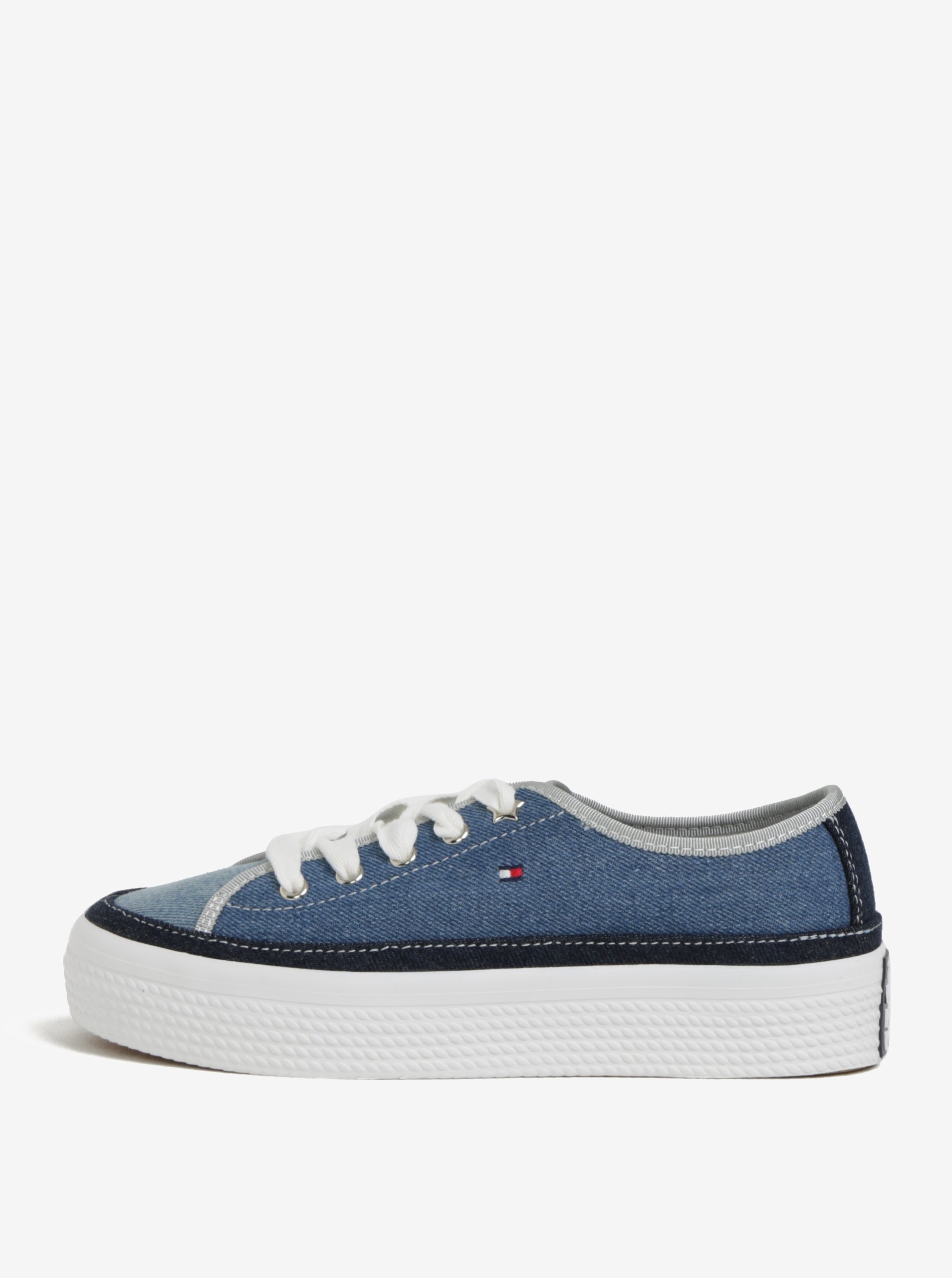 Modré džínové dámské tenisky na platformě Tommy Hilfiger