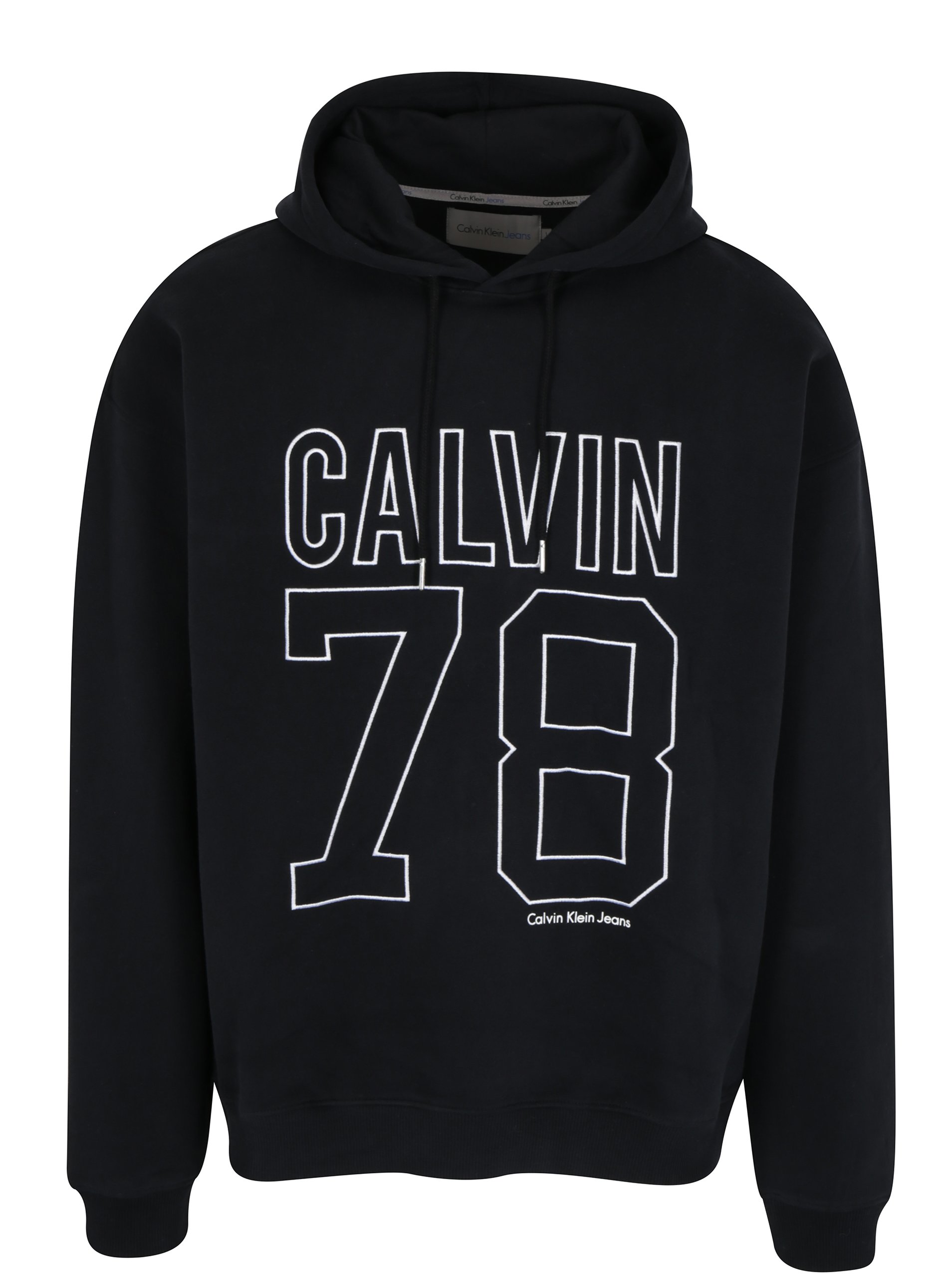 Černá pánská mikina s vyšívaným logem a číslicí Calvin Klein Himba