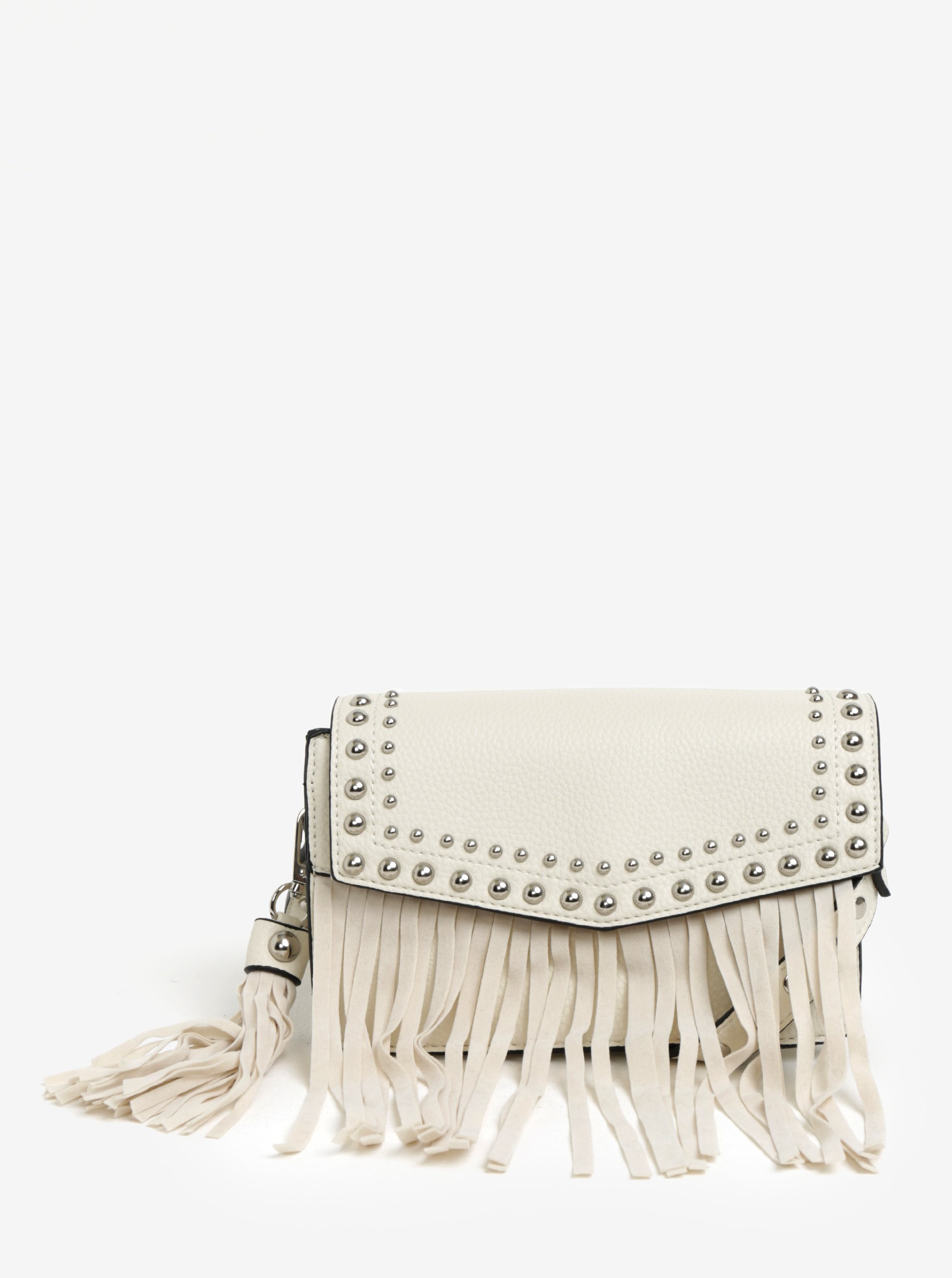 Krémová crossbody kabelka s třásněmi Miss Selfridge