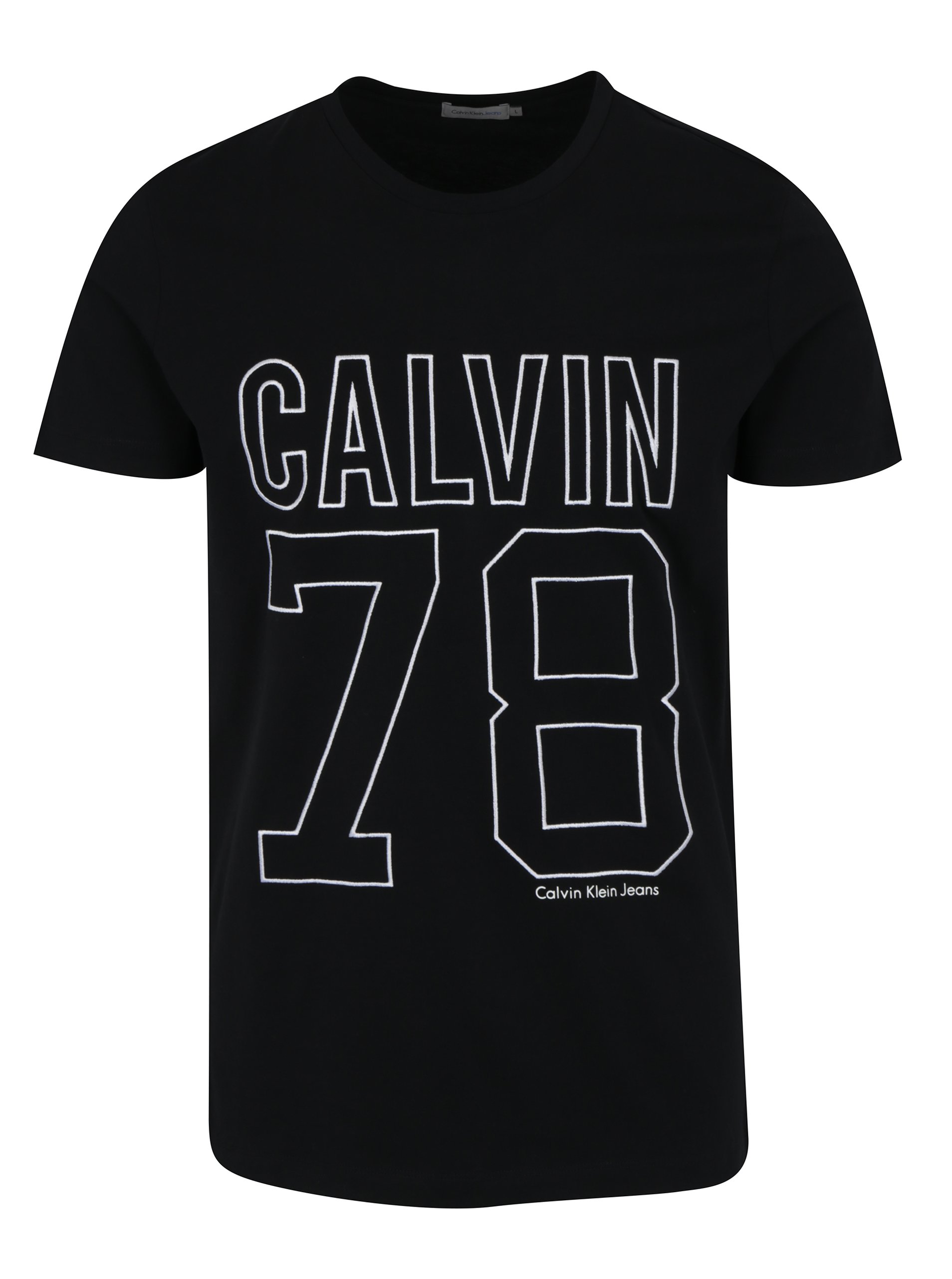 Černé tričko s vyšívaným logem a číslicí Calvin Klein Timball