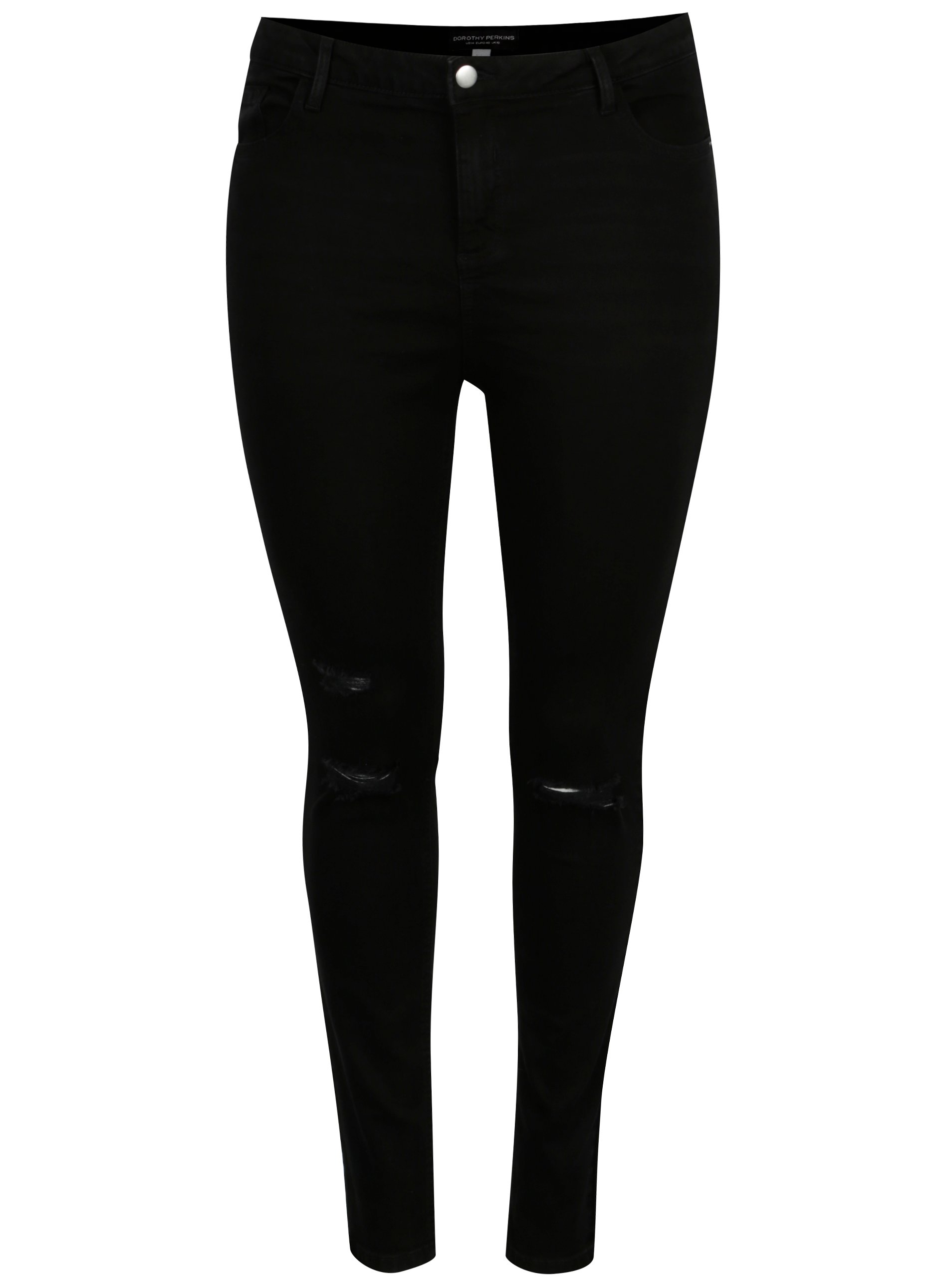 Černé skinny džíny s potrhaným efektem Dorothy Perkins Curve
