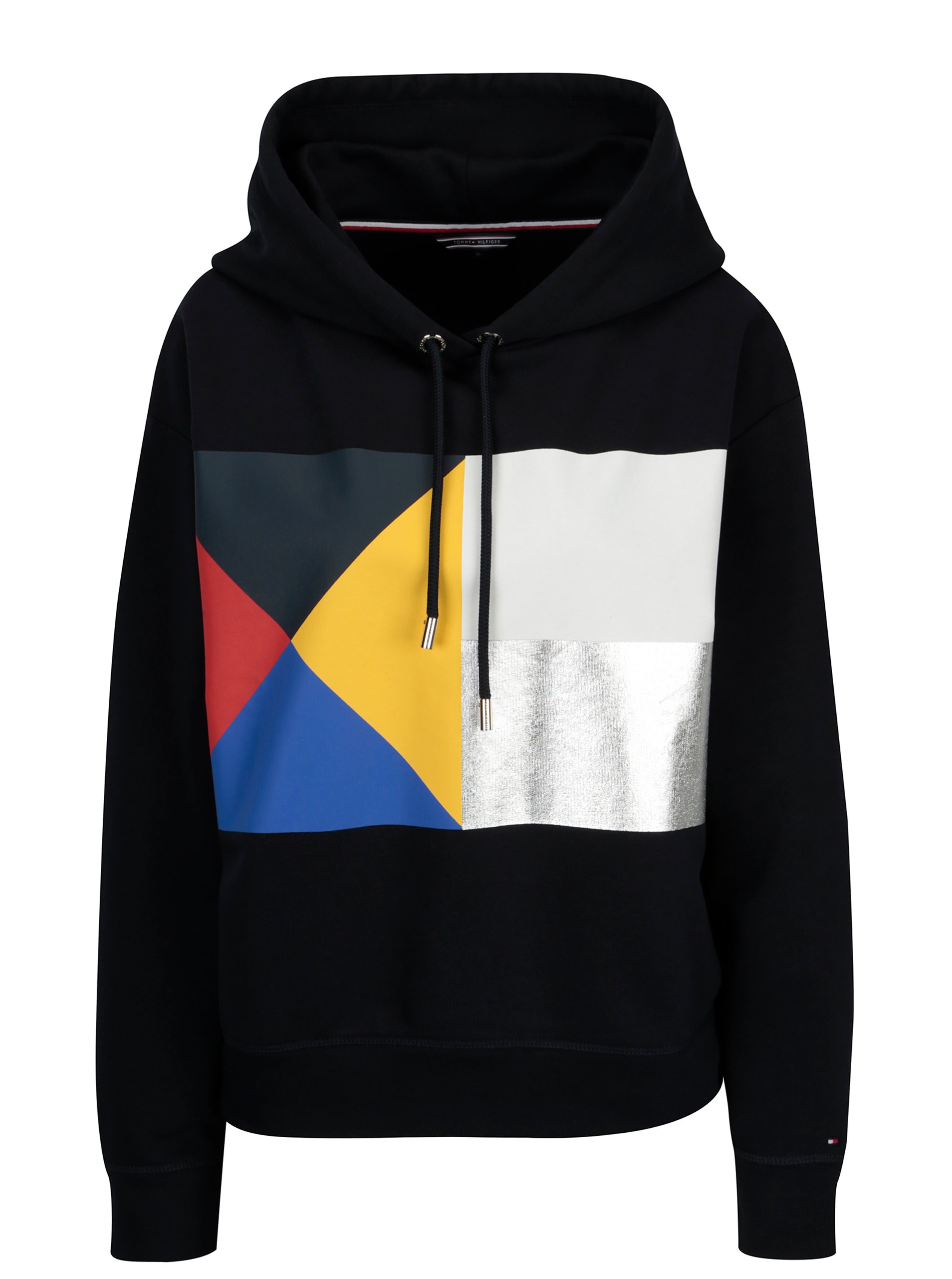 Tmavě modrá dámská zkrácená mikina s kapucí Tommy Hilfiger