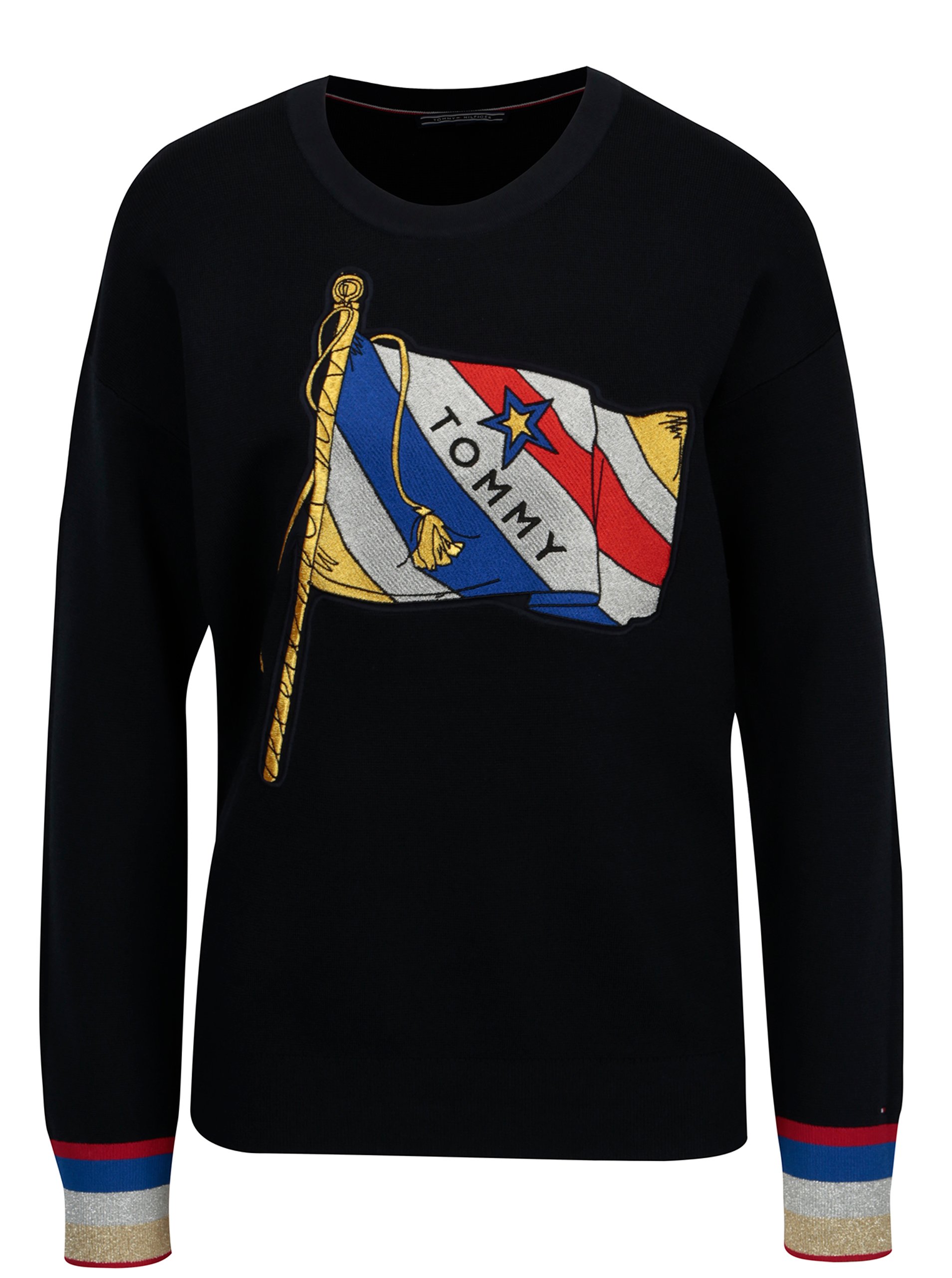Tmavě modrá dámská mikina s nášivkou Tommy Hilfiger