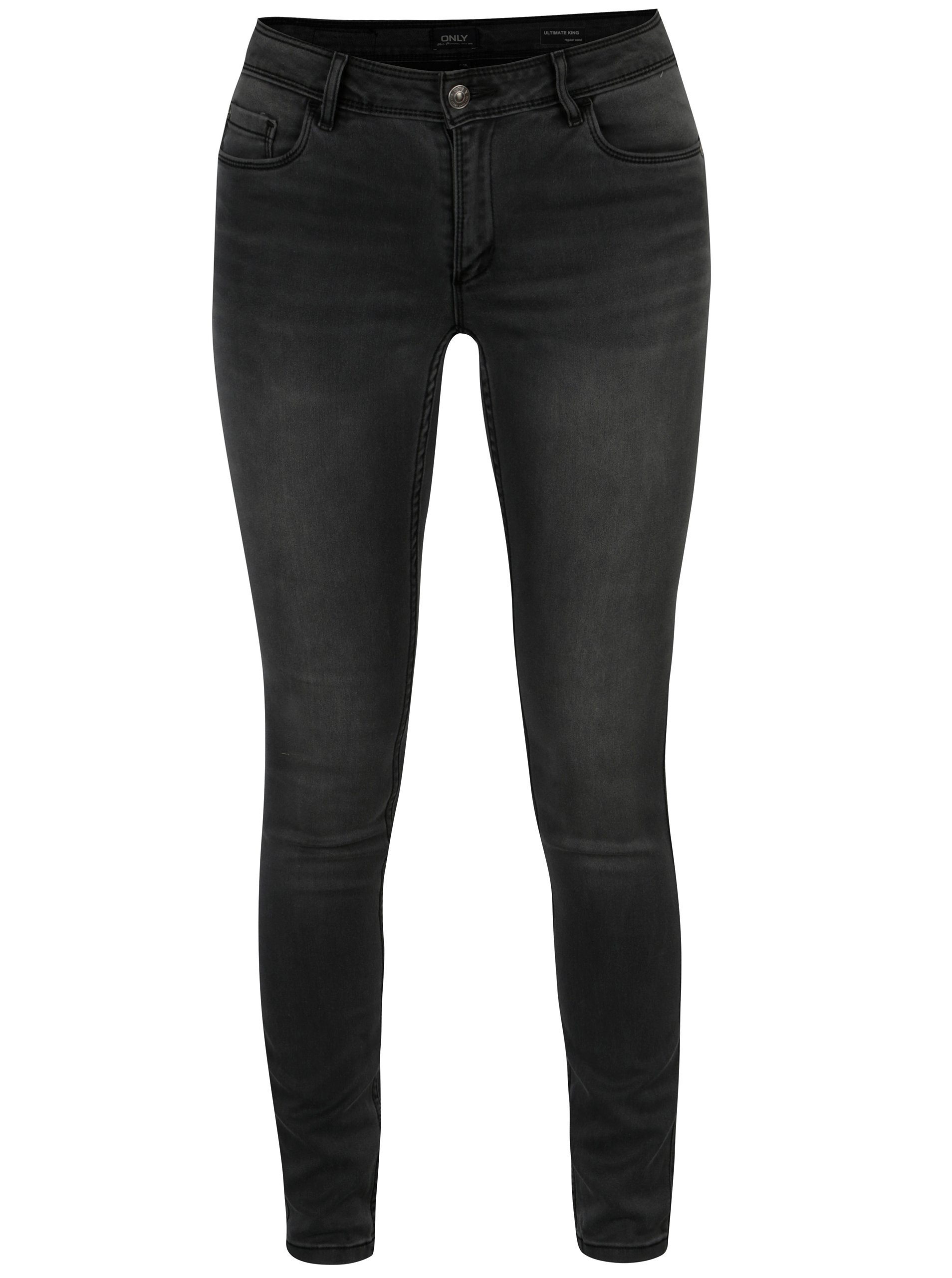 Tmavě šedé skinny fit regular džíny ONLY Ultimate King