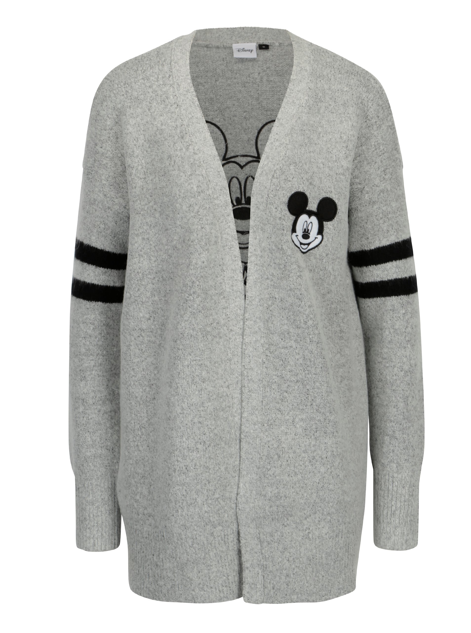 Šedý žíhaný kardigan s motivem Mickey Mouse TALLY WEiJL