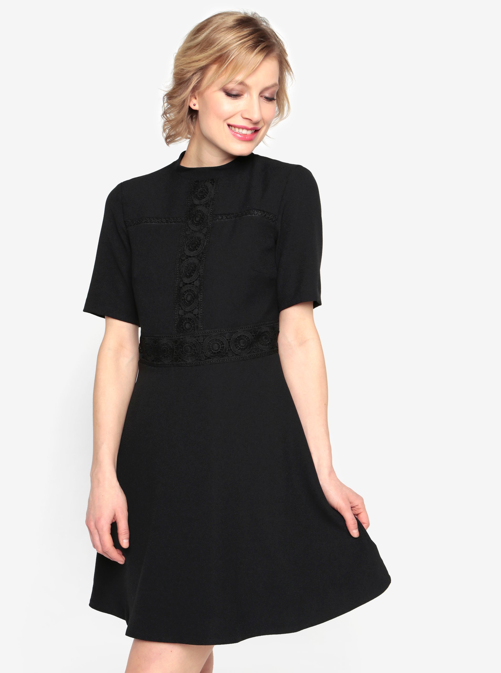 Černé šaty s krajkovými detaily Oasis Lace