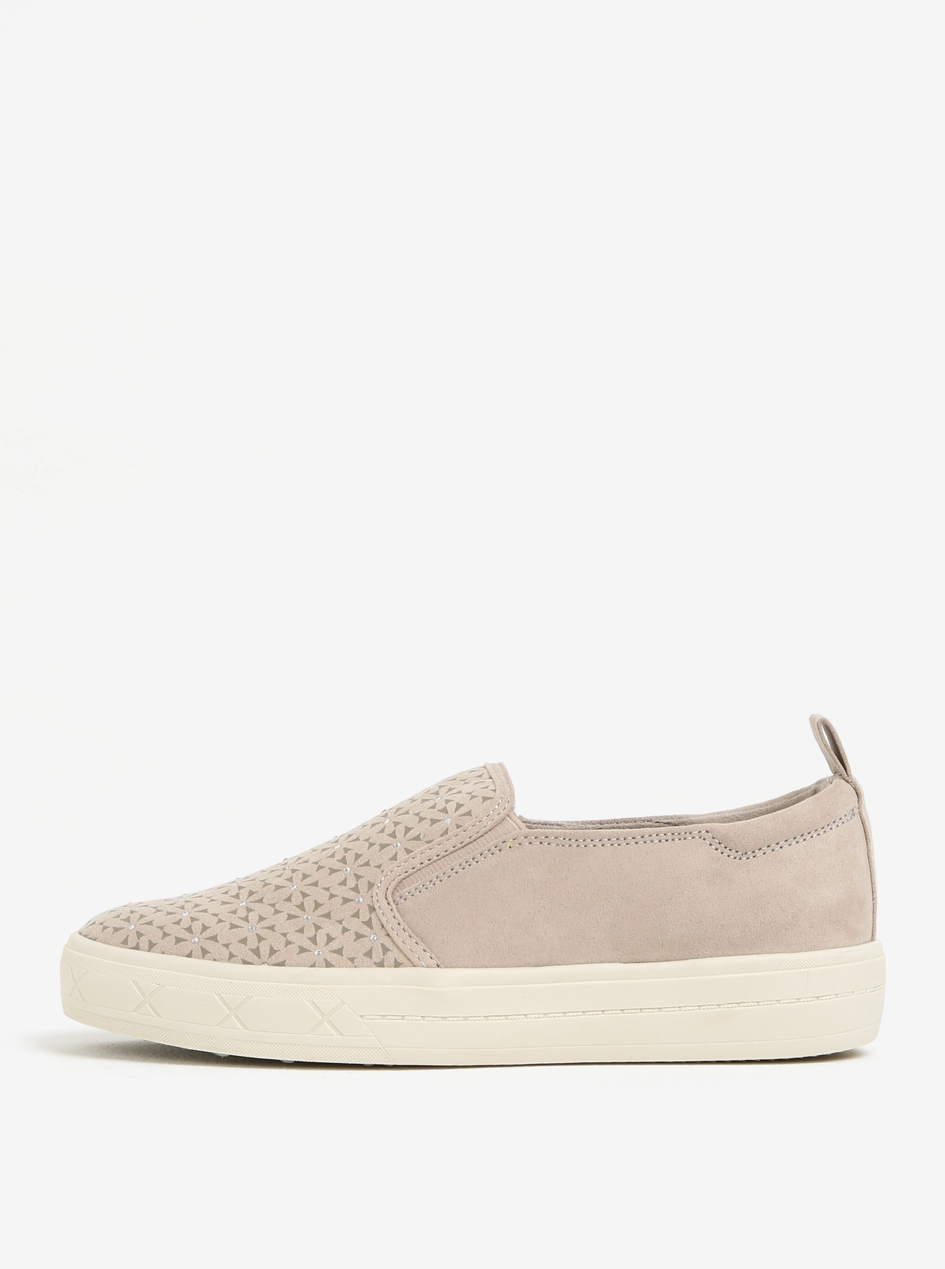 Béžové slip on s třpytivou aplikací Tamaris