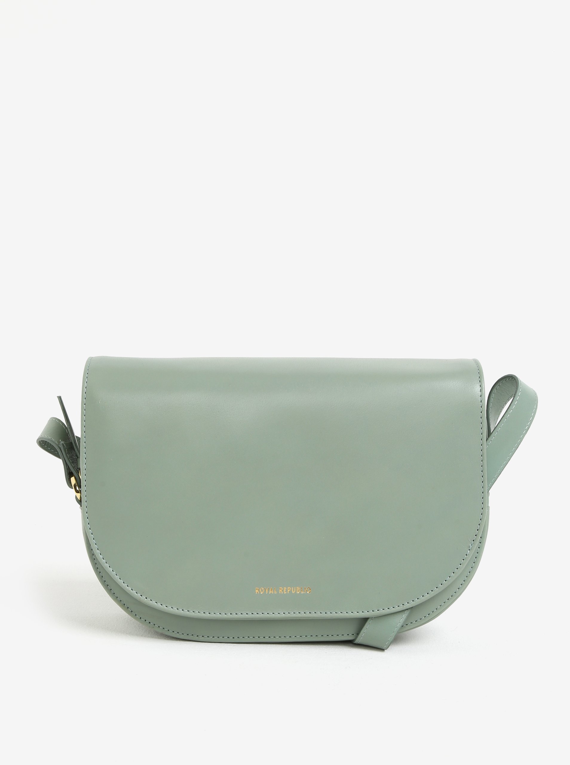 Světle zelená velká kožená crossbody kabelka Royal RepubliQ Raf Curve