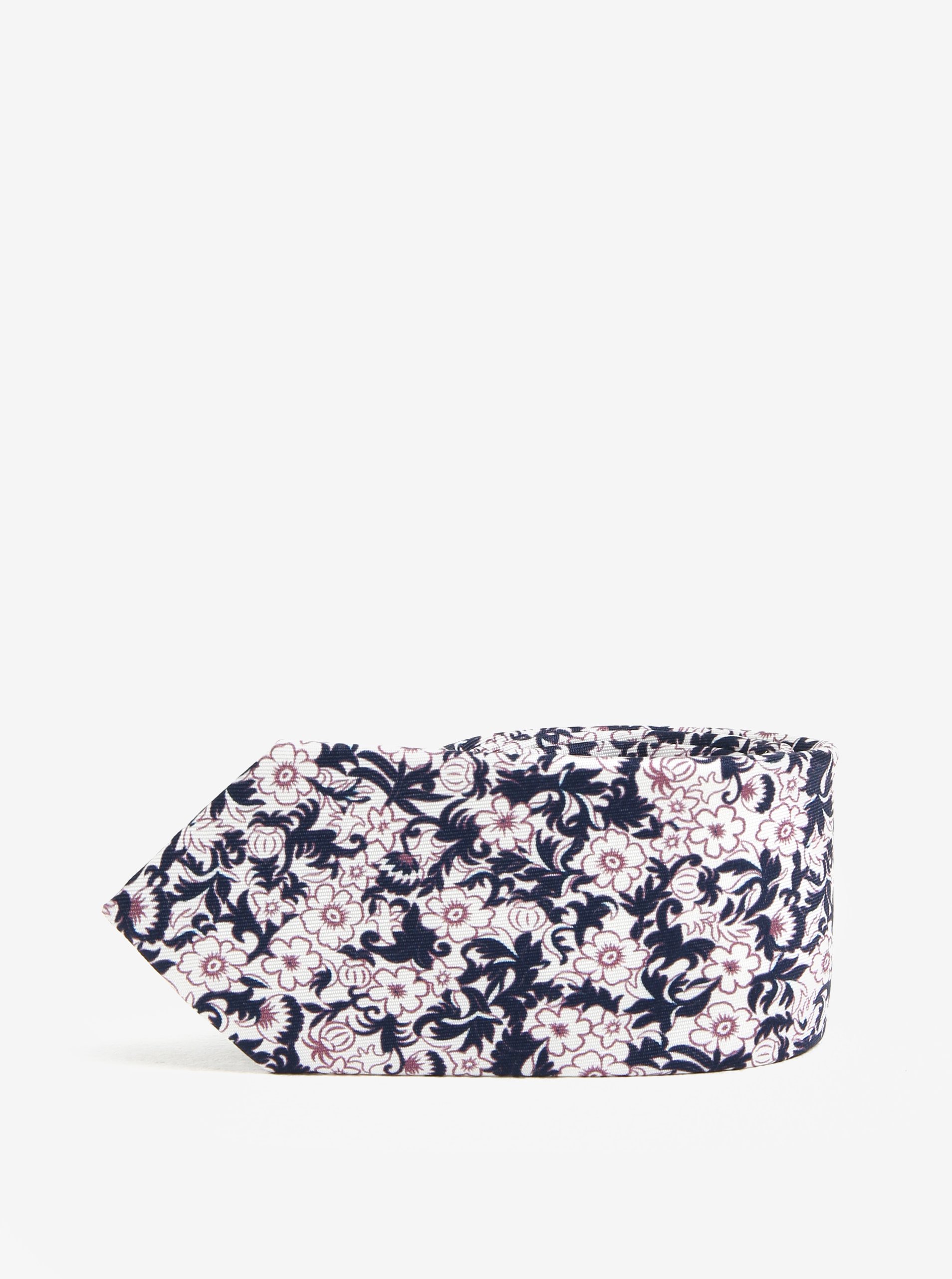Bílá květovaná kravata Jack & Jones Premium Crussel