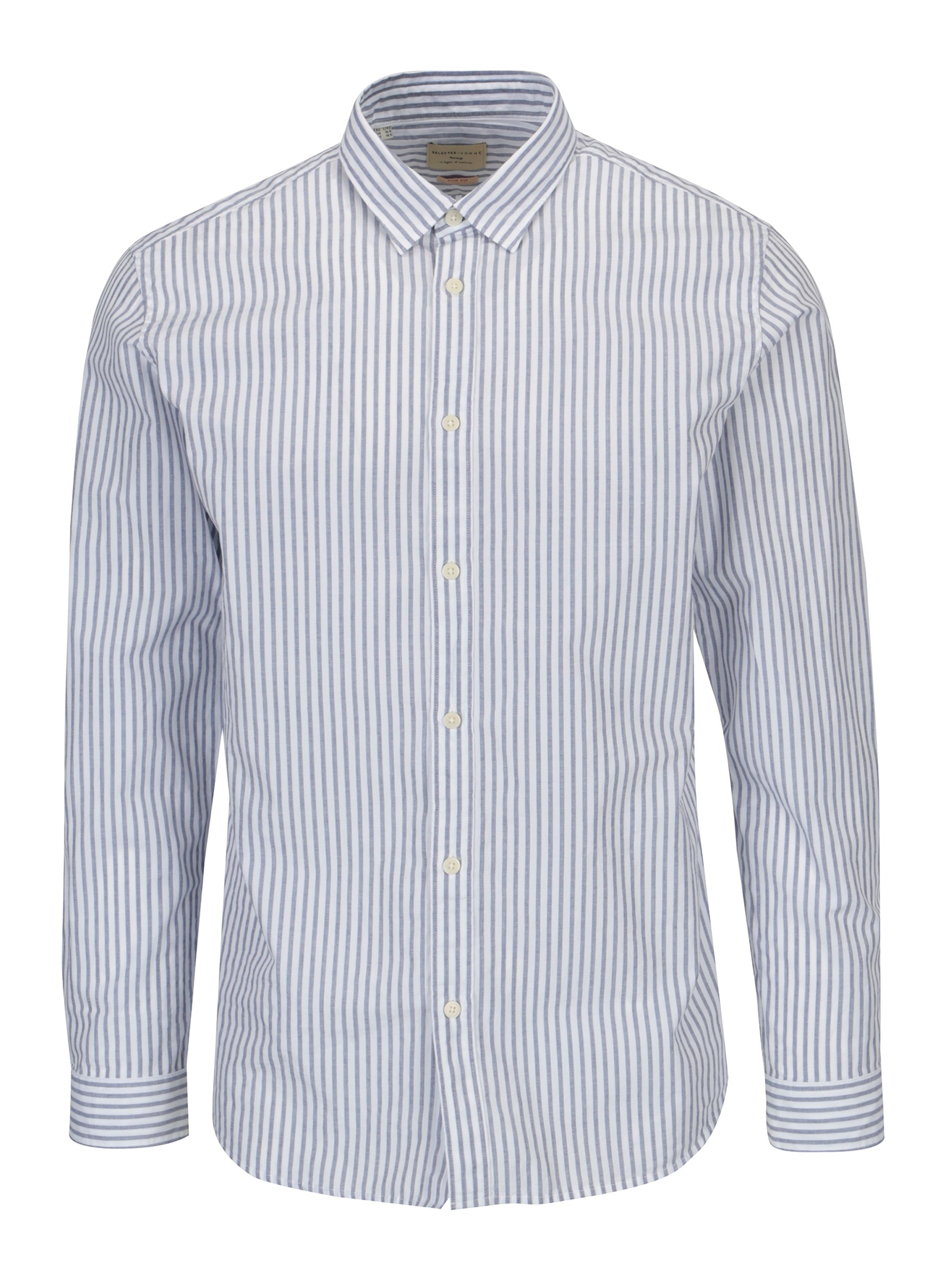 Modro-bílá pruhovaná slim fit košile Selected Homme One Louis