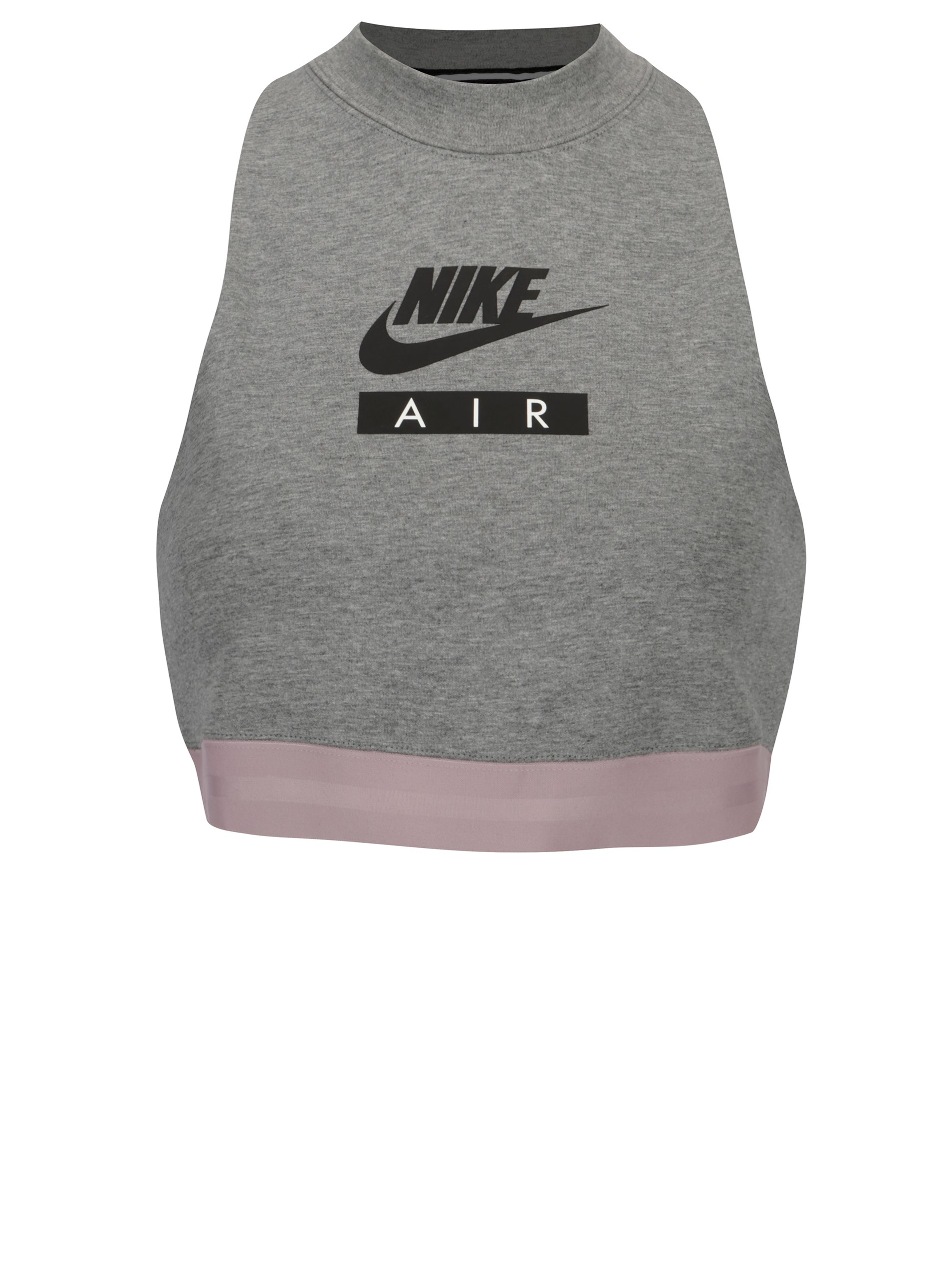 Šedý sportovní crop top bez rukávů Nike