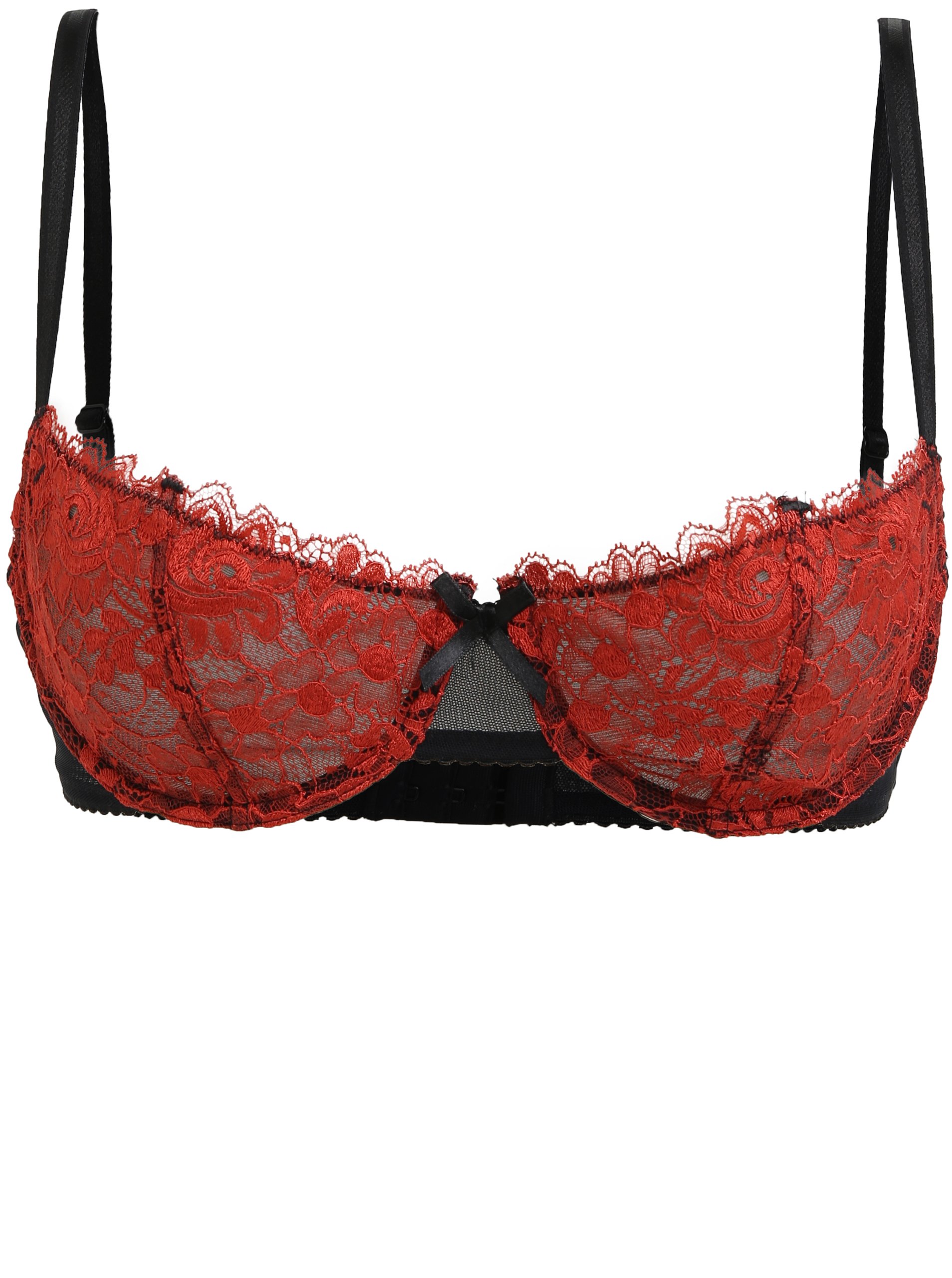 Černo-červená průsvitná krajková podprsenka Eden Lingerie