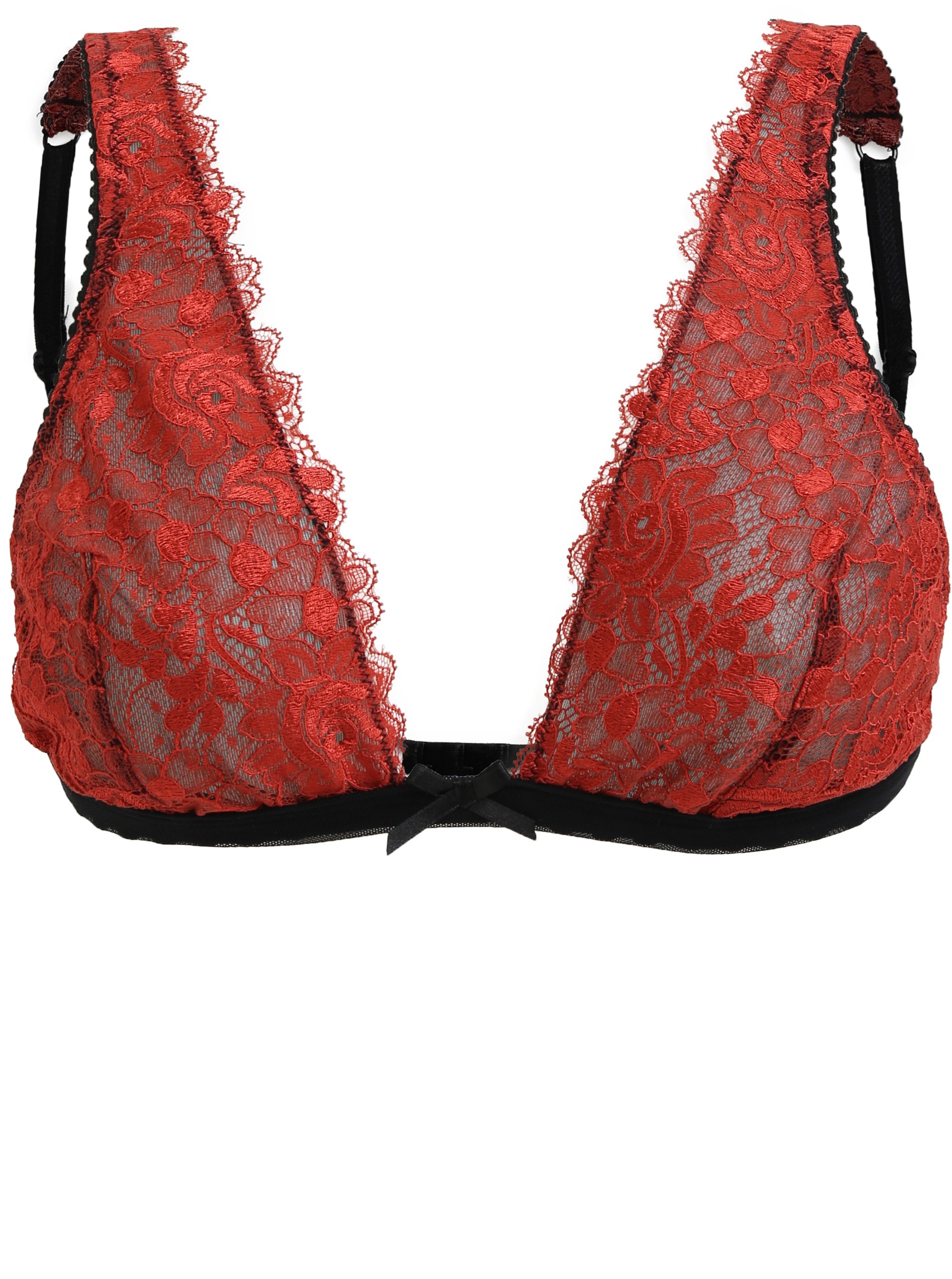 Černo-červená průsvitná krajková podprsenka Eden Lingerie