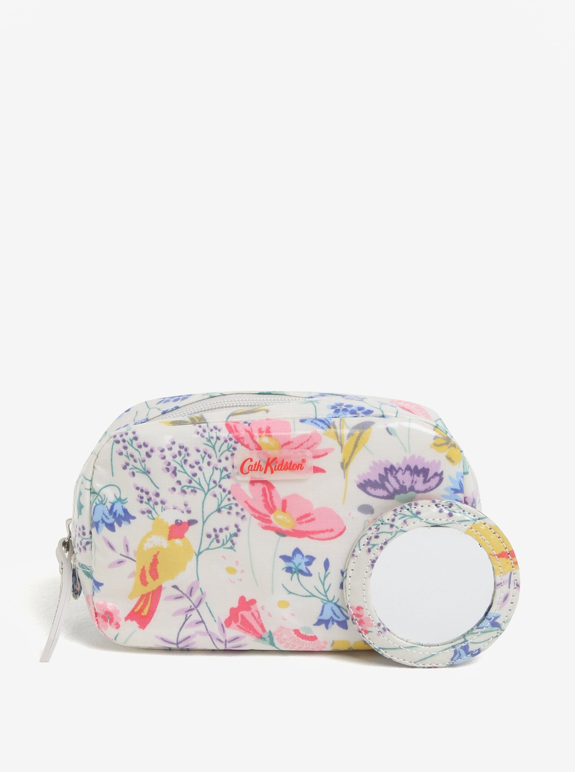 Krémová květovaná kosmetická taštička se zrcátkem Cath Kidston