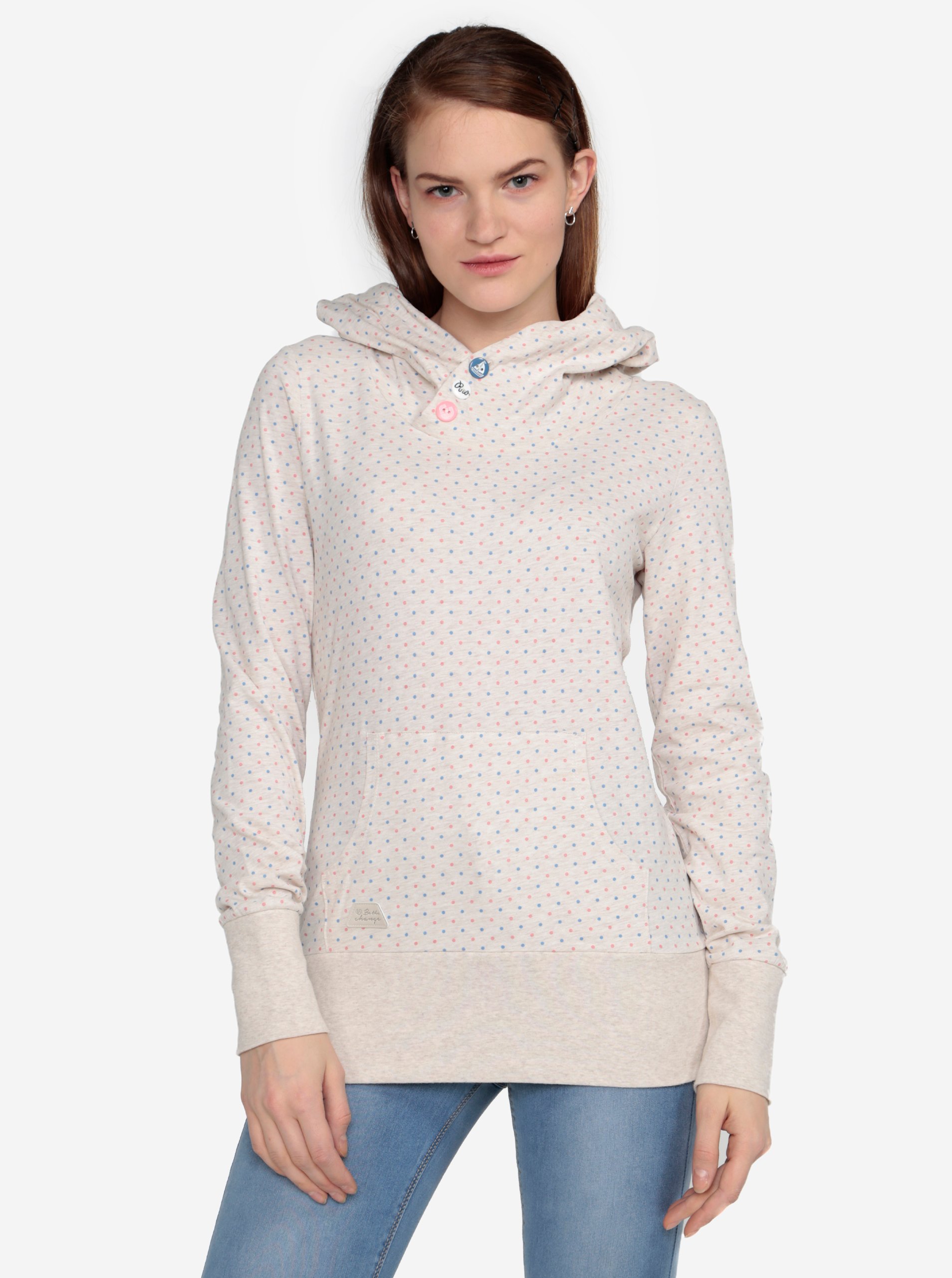 Béžová puntíkovaná žíhaná mikina Ragwear Chelsea Dots