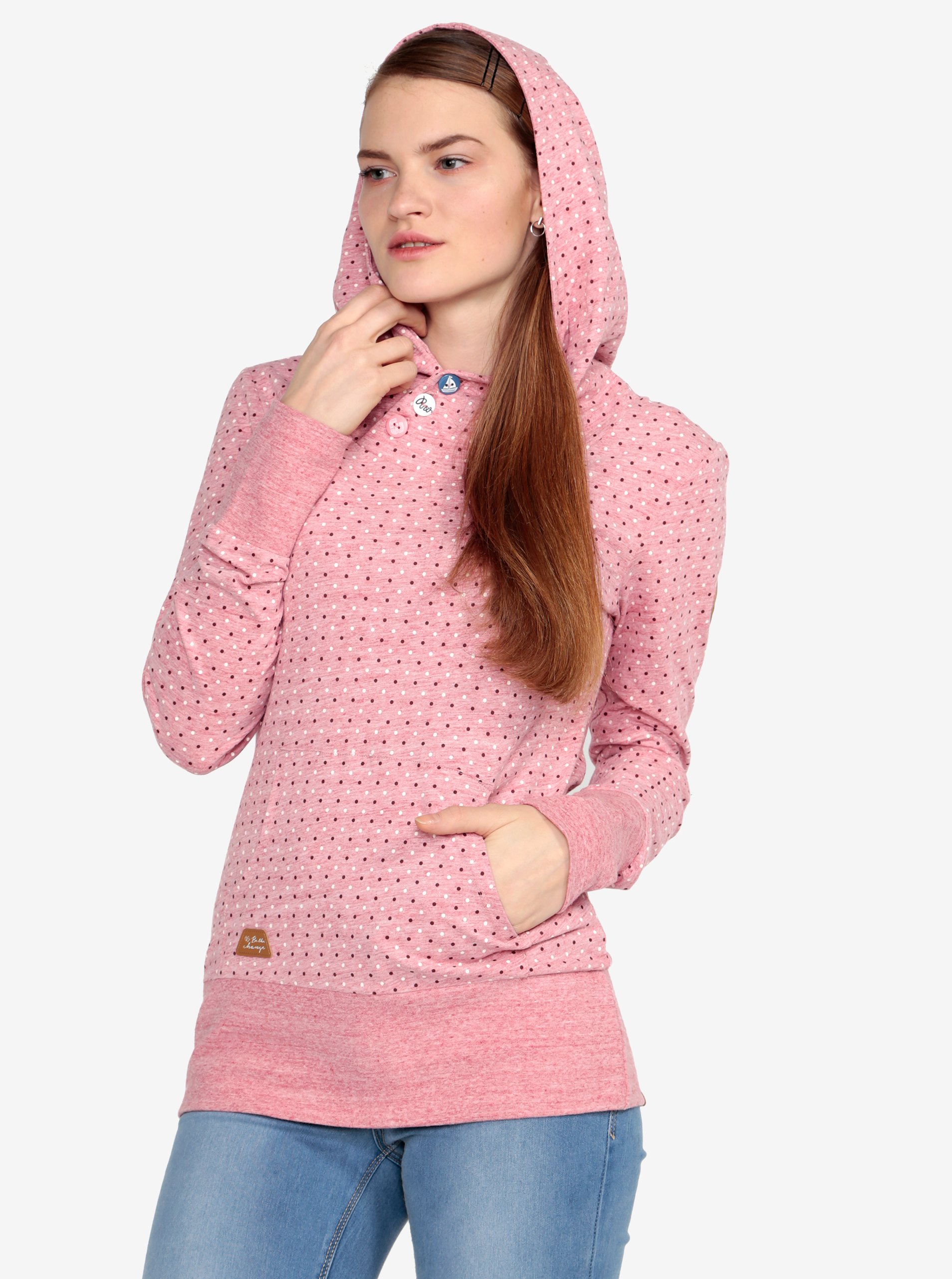 Růžová puntíkovaná žíhaná mikina Ragwear Chelsea Dots