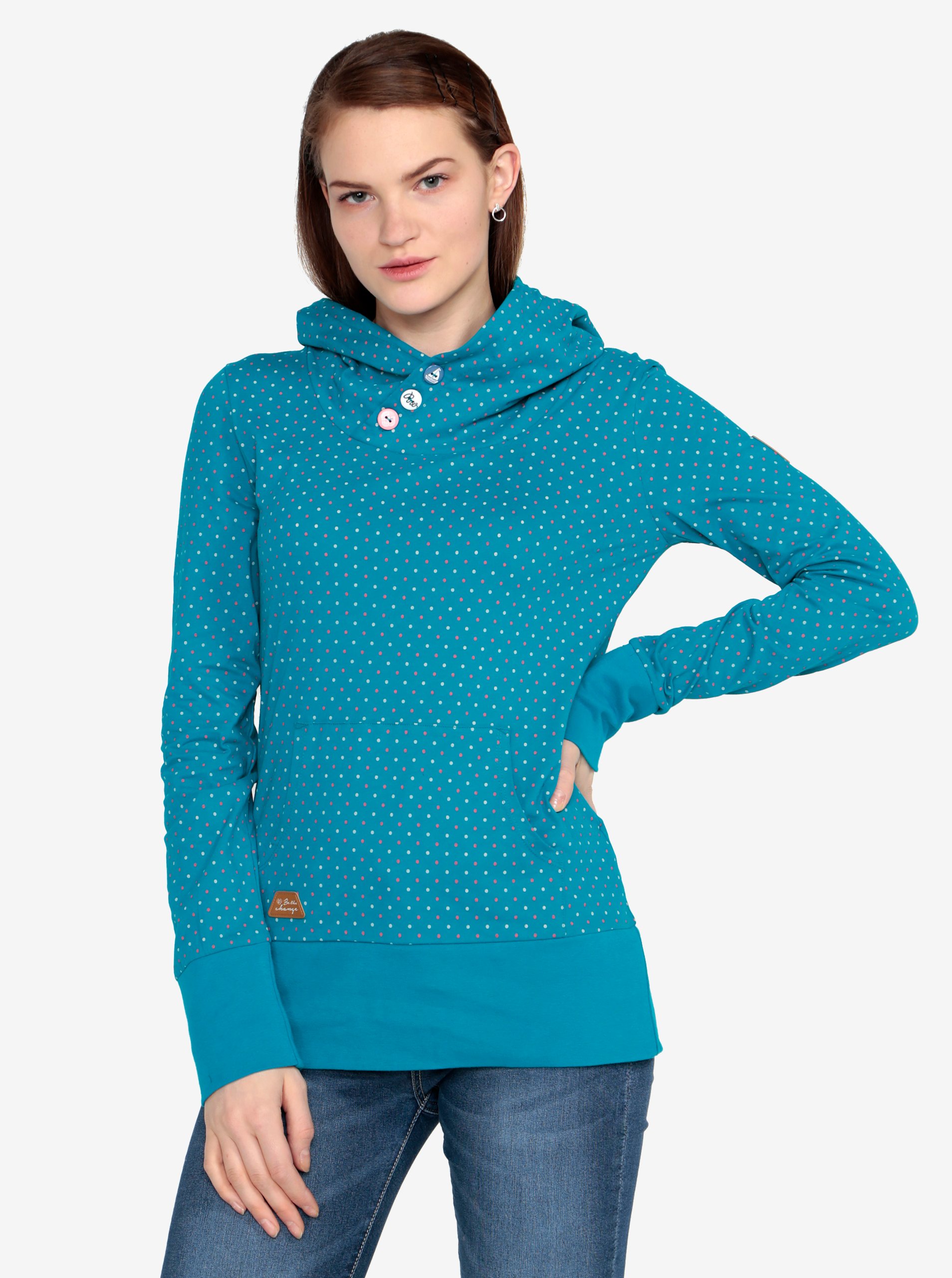 Tyrkysová puntíkovaná mikina Ragwear Chelsea Dots