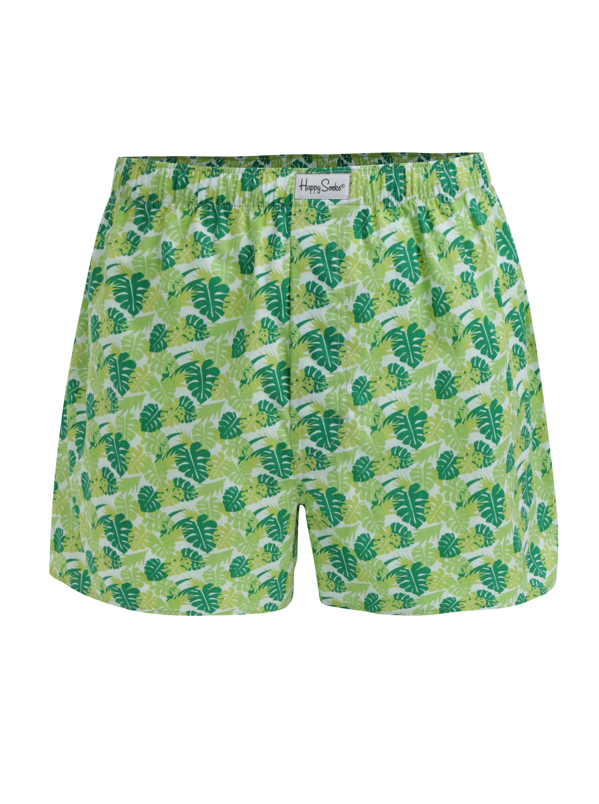Zelené pánské trenýrky s potiskem listů Happy Socks Jungle