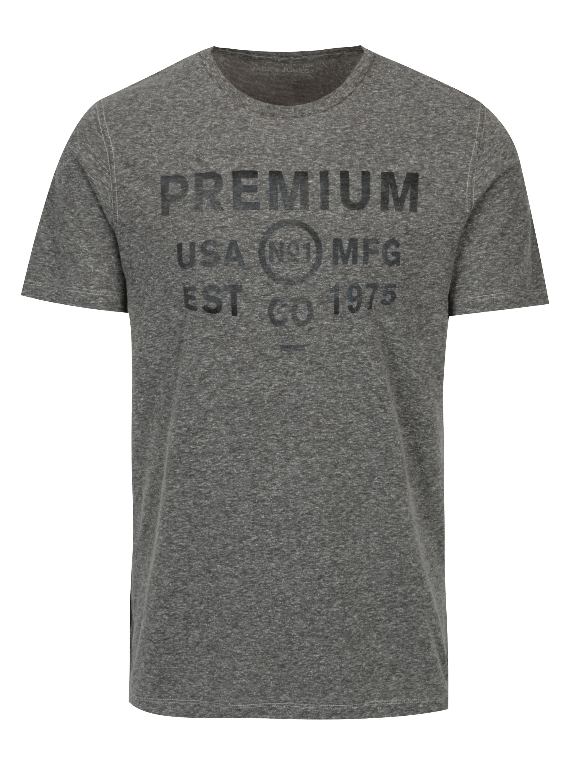 Šedé žíhané tričko s potiskem Jack & Jones Tokyo
