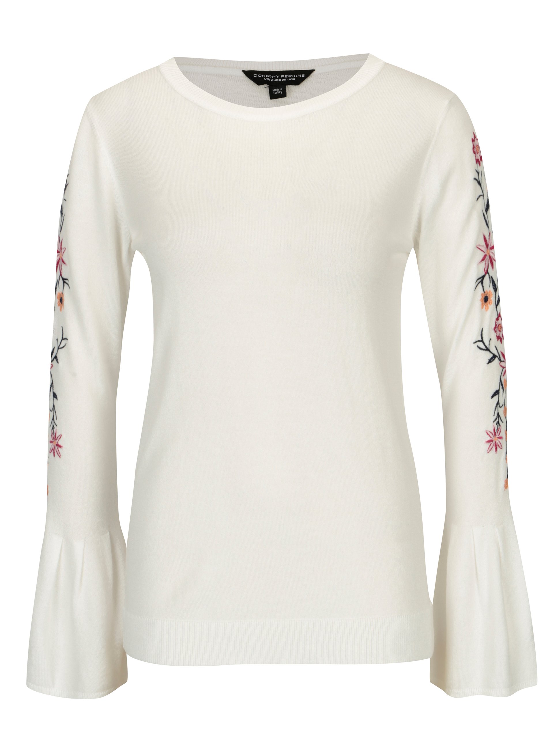Bílý svetr s květovanou výšivkou Dorothy Perkins