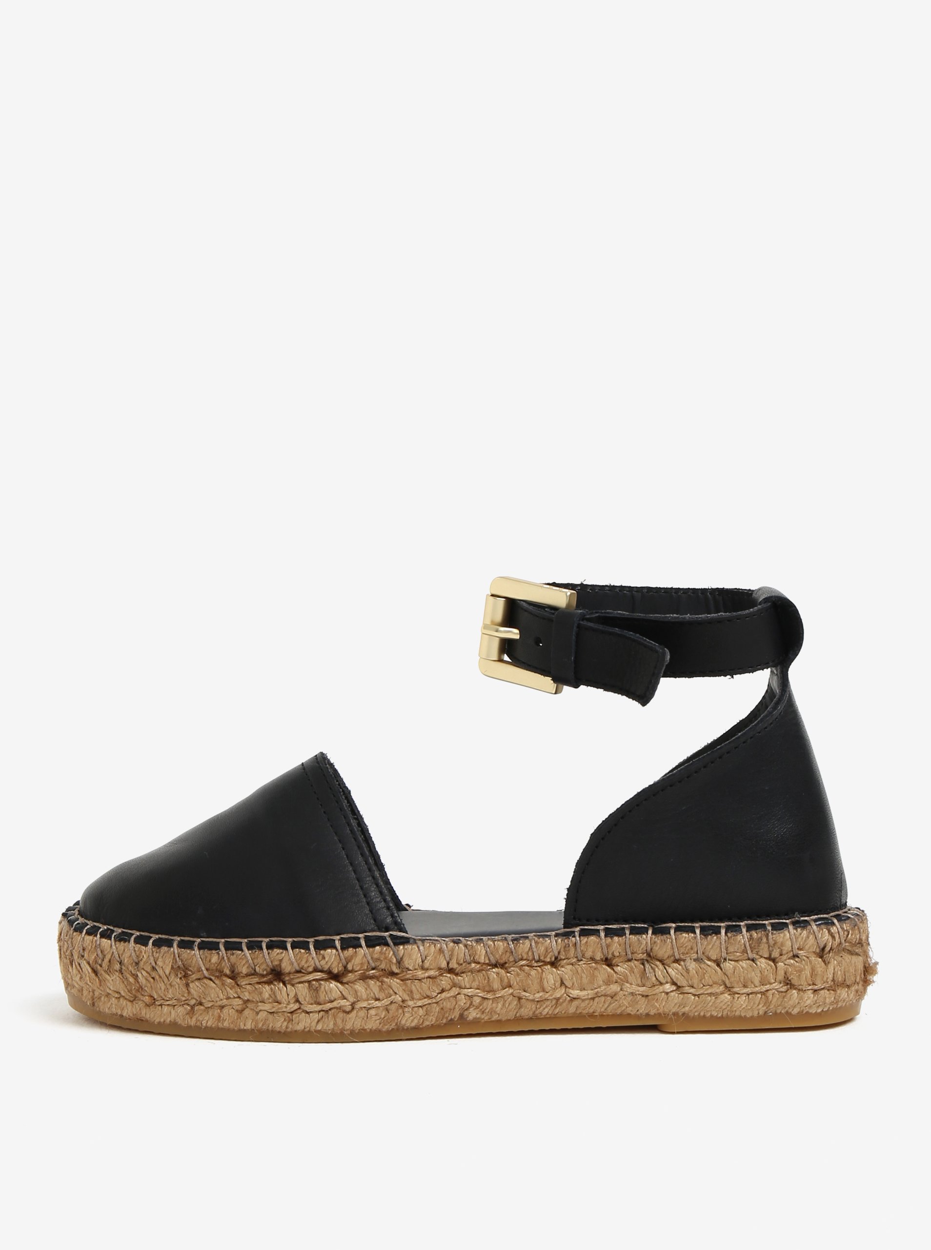 Espadrile Negre Din Piele Cu Bareta Pe Glezna Royal Republiq