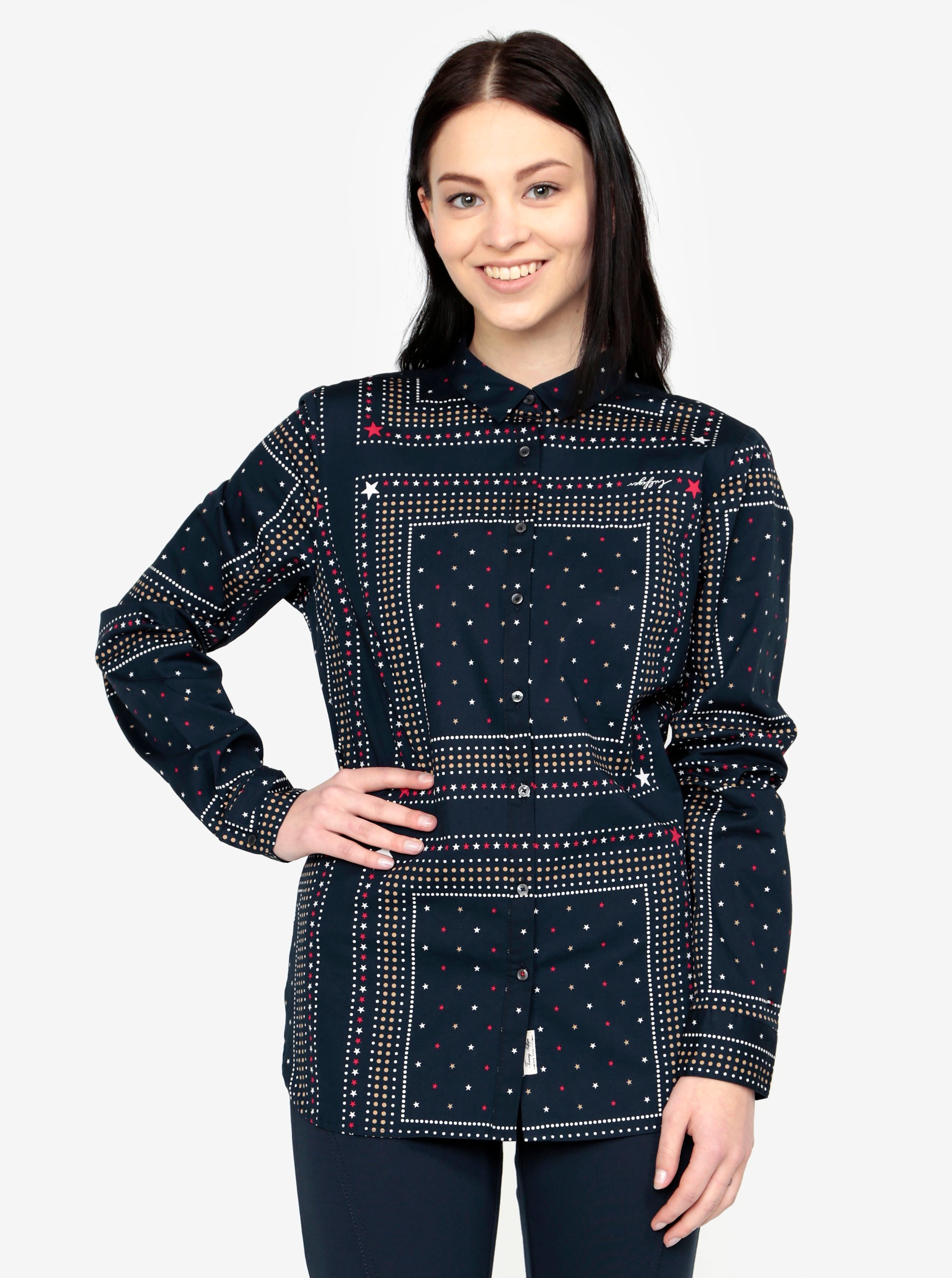 Tmavě modrá vzorovaná dámská košile Tommy Hilfiger