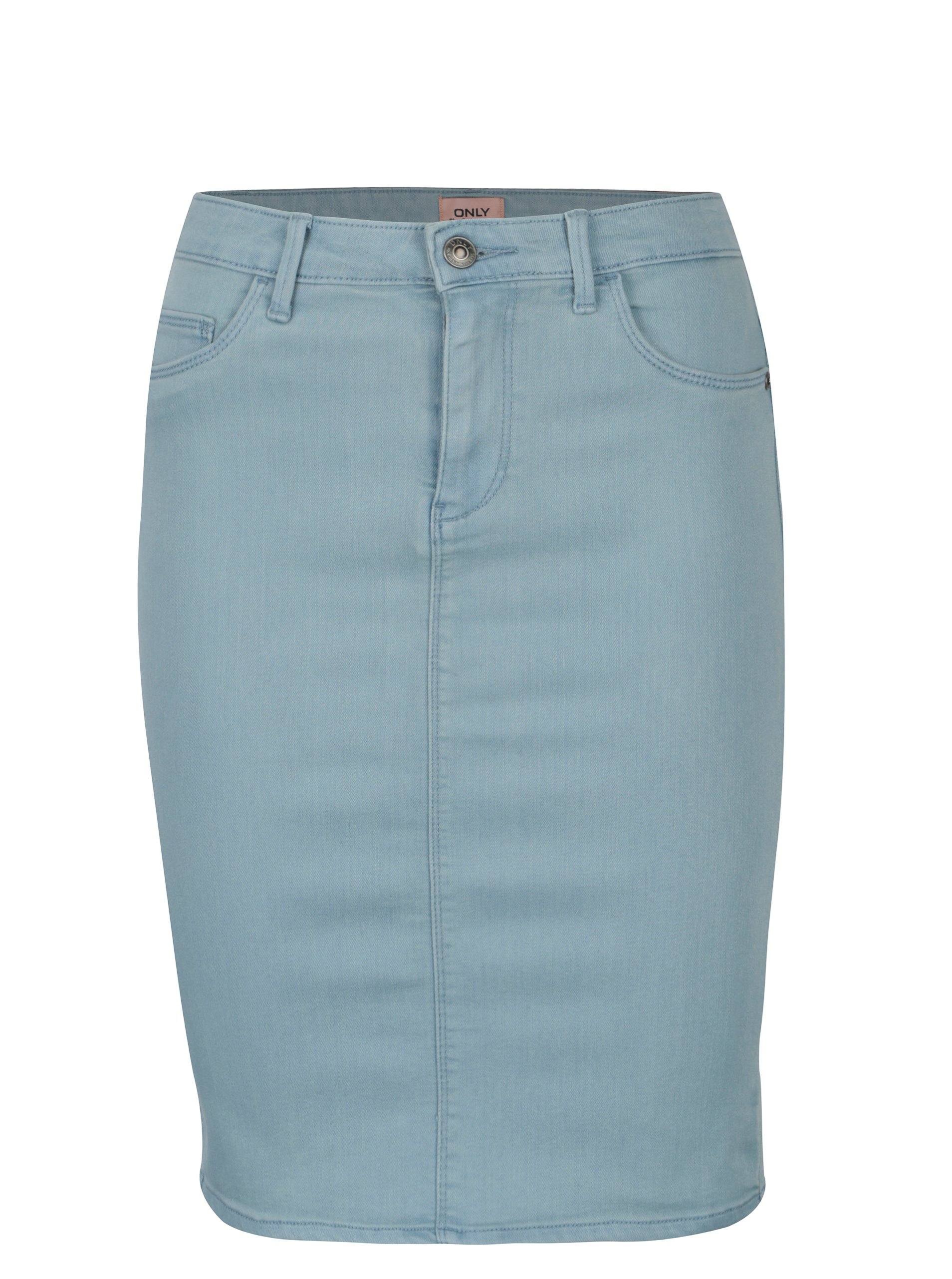 Světle modrá džínová skinny fit sukně ONLY Rain
