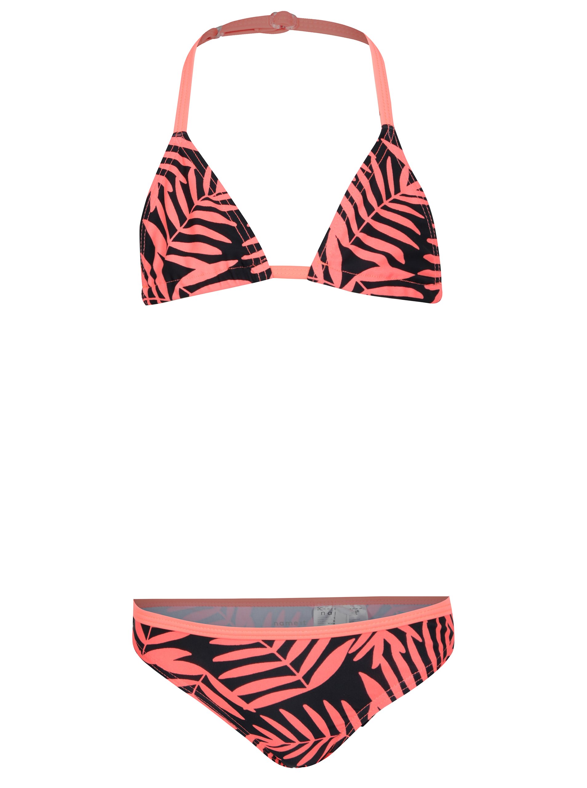 Oranžovo-černé holčičí vzorované bikiny name it Zummer