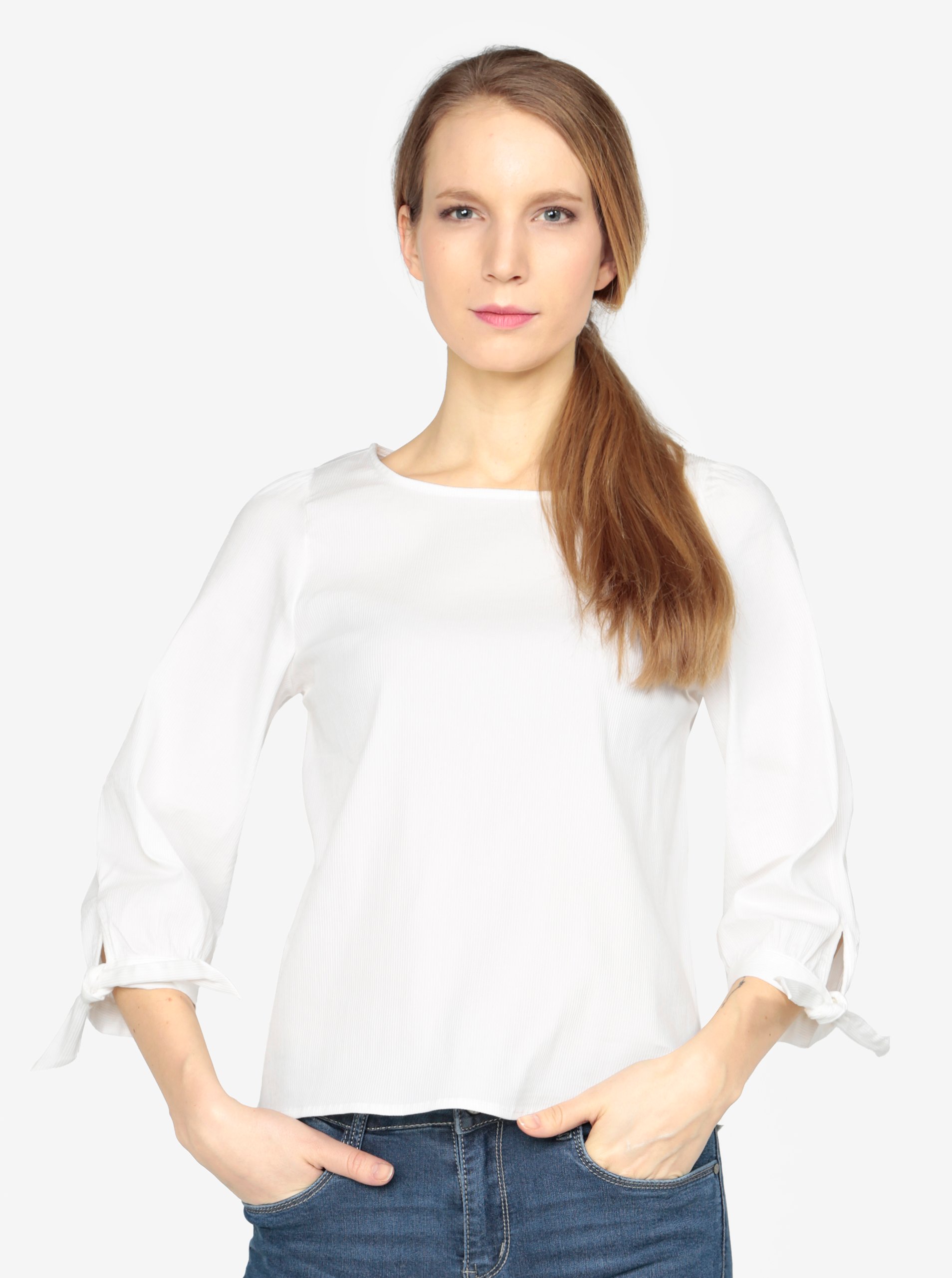 Krémová žebrovaná halenka VERO MODA Sia