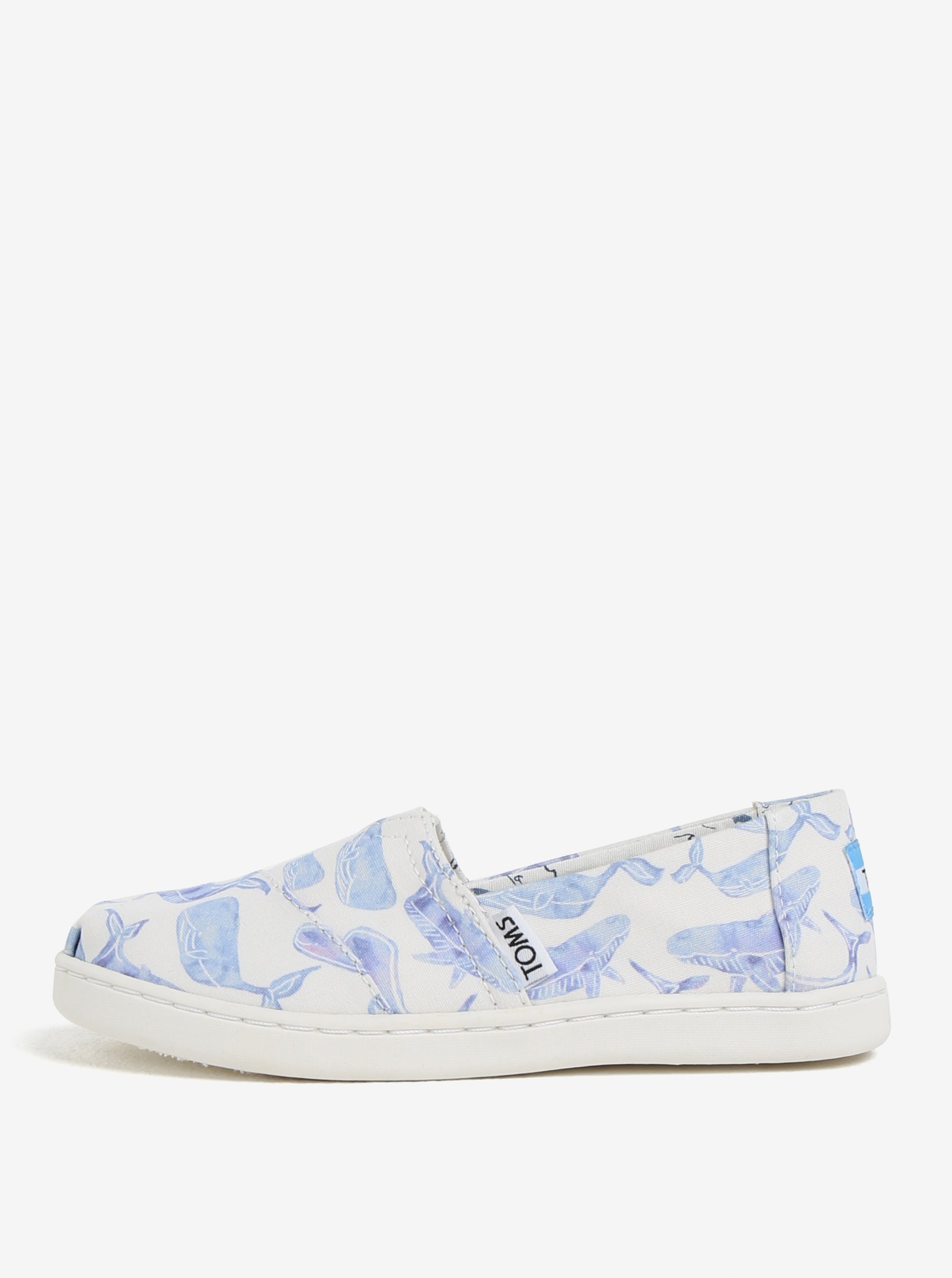 Modro-krémové holčičí slip on s motivem velryb TOMS