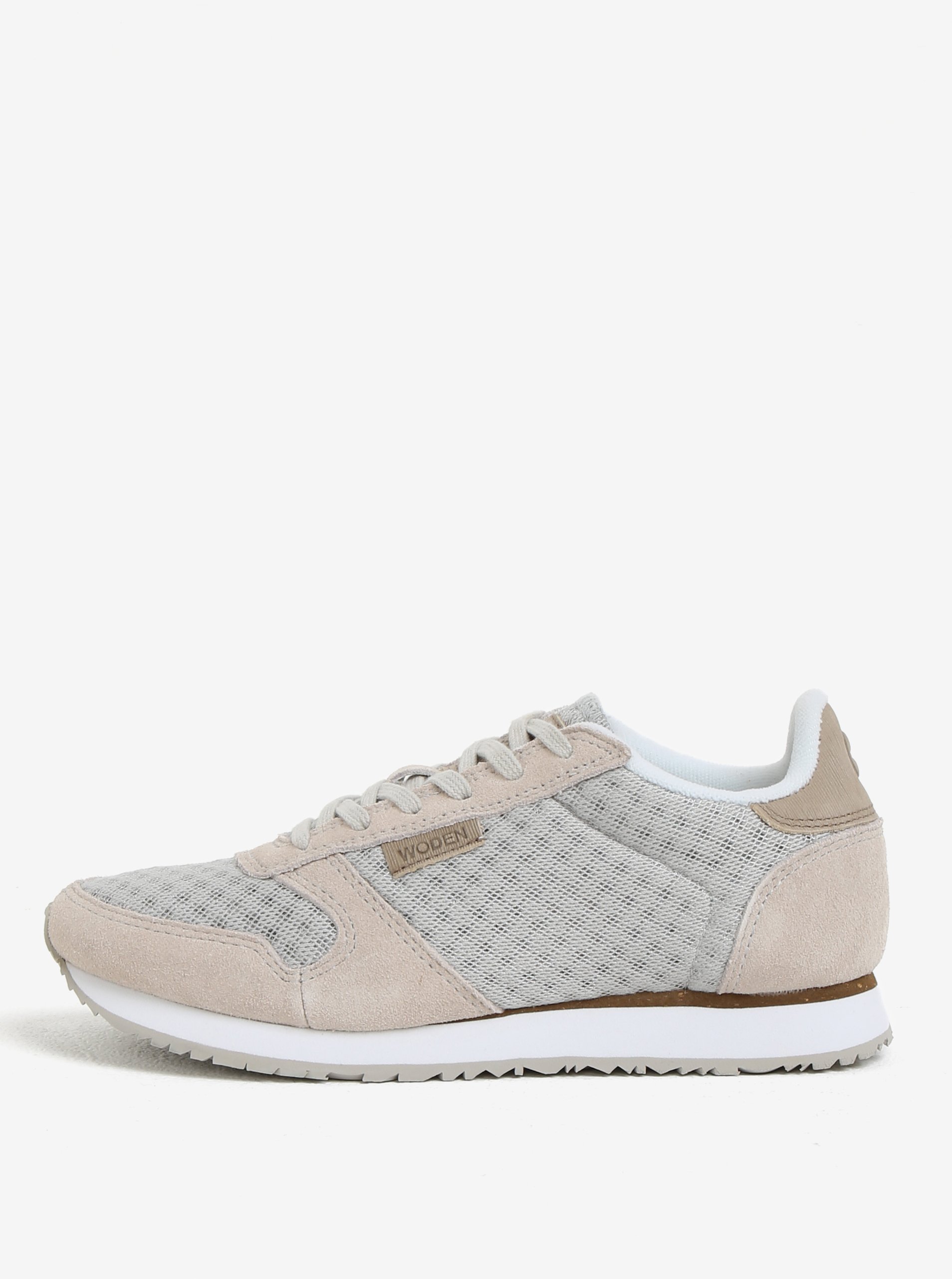 Béžové dámské tenisky se semišovými detaily Woden Ydun Suede Mesh