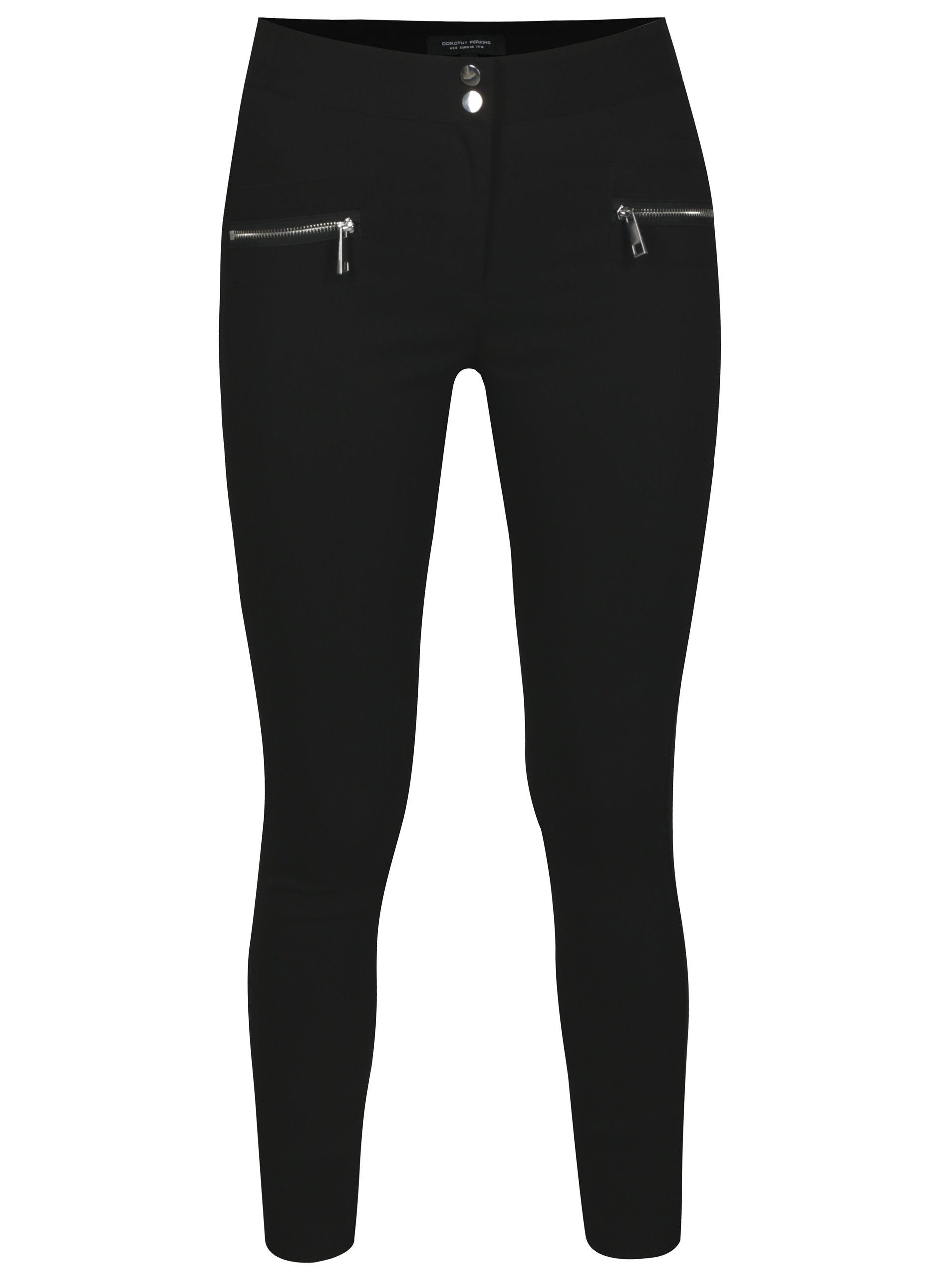 Černé zkrácené skinny kalhoty se zipy Dorothy Perkins