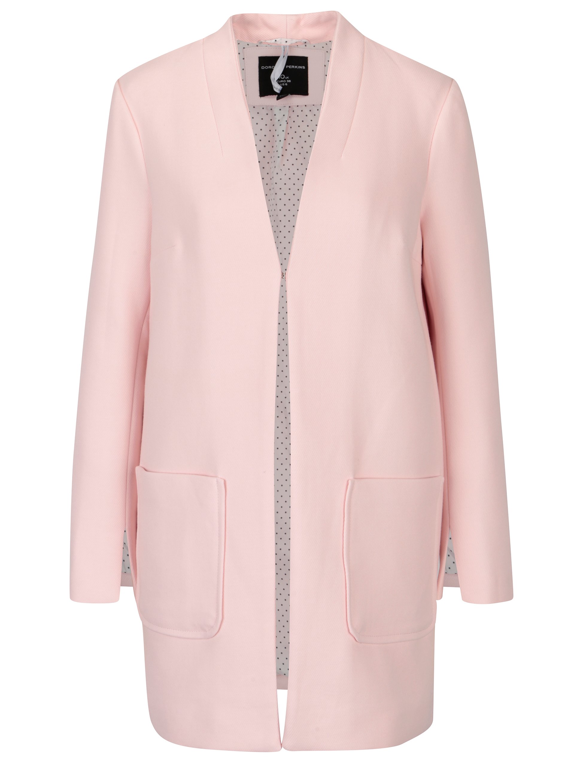 Světle růžový kabát s kapsami Dorothy Perkins