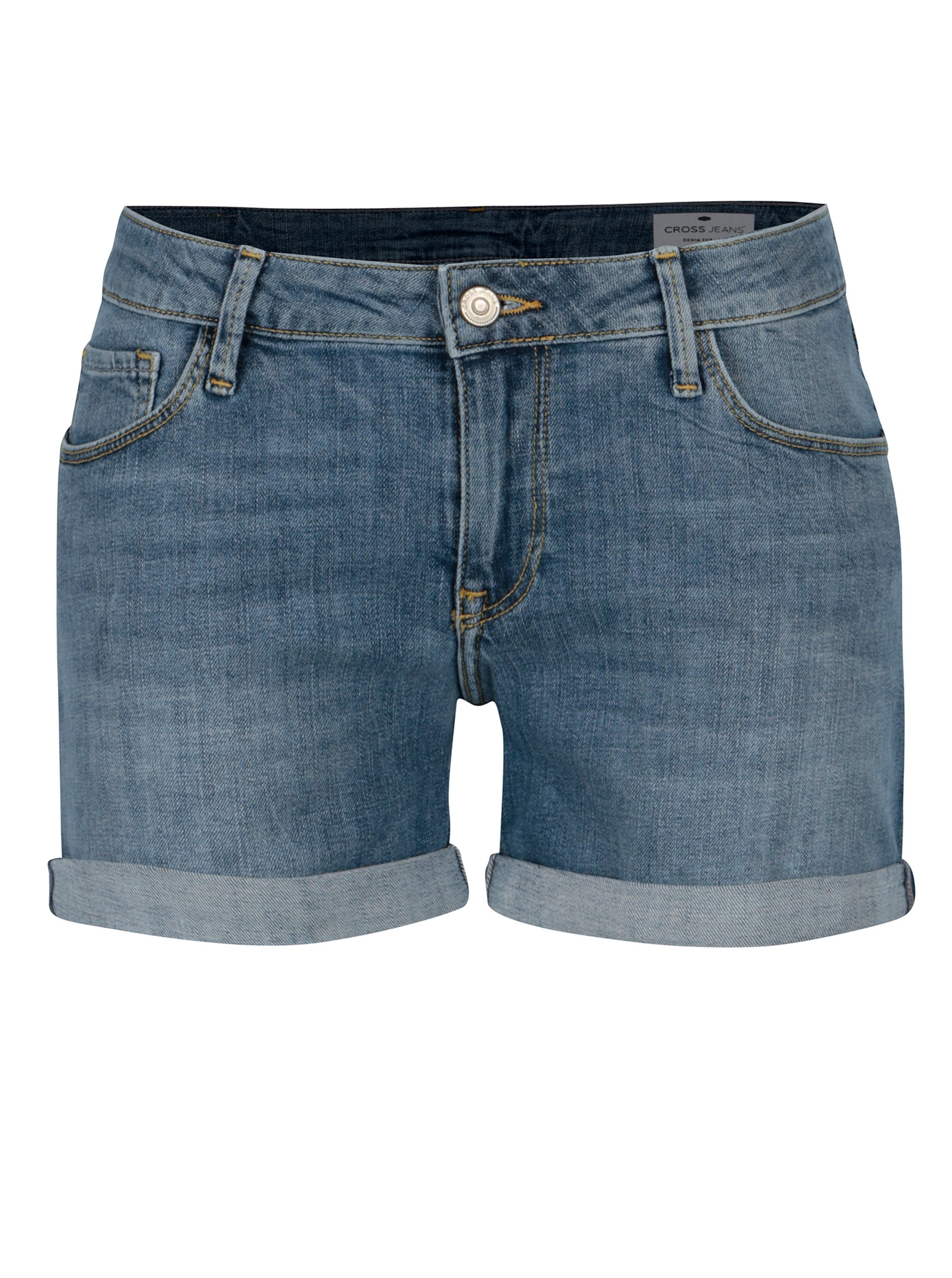 Modré dámské regular džínové kraťasy s nízkým pasem Cross Jeans