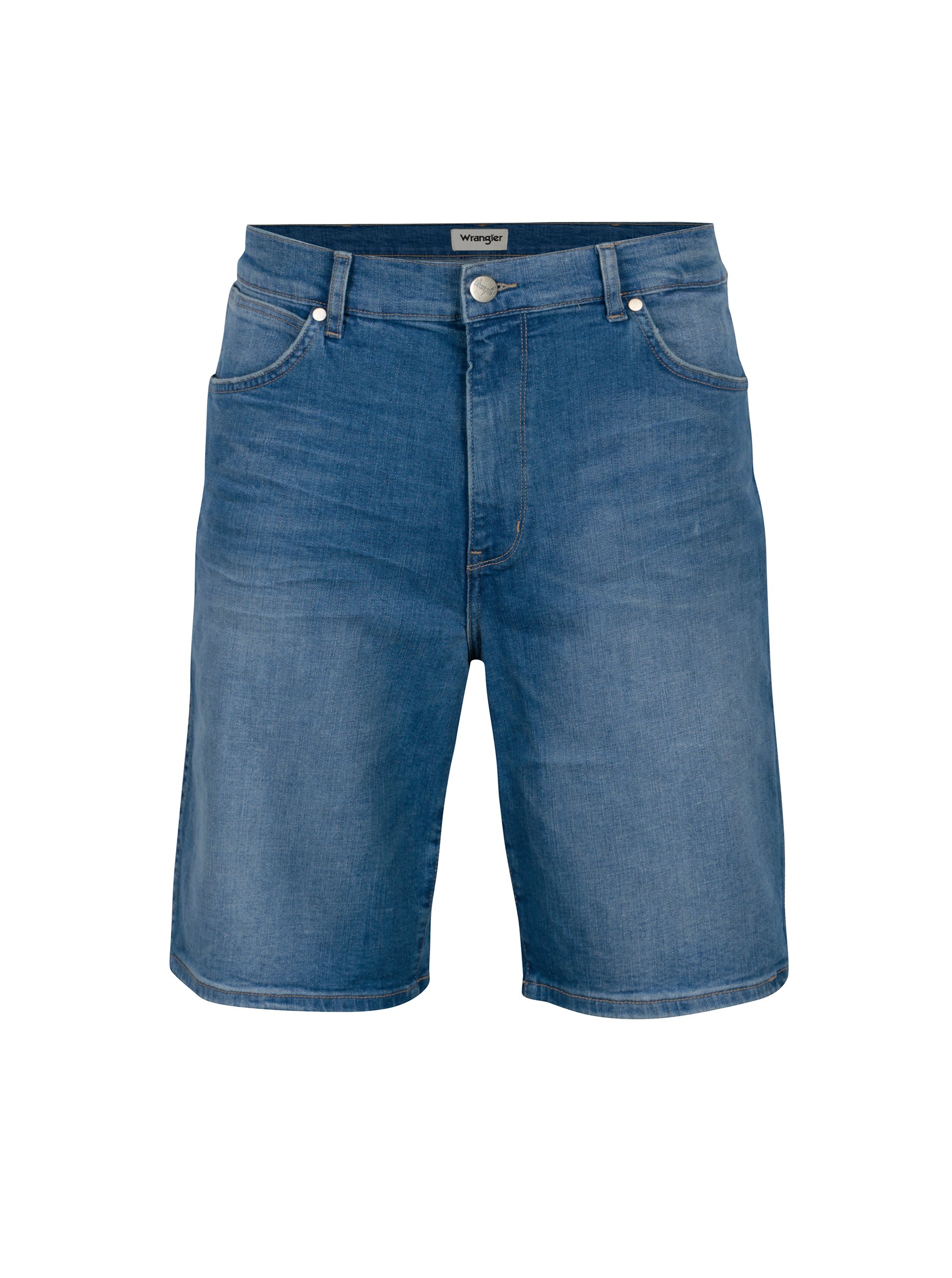 Modré pánské kraťasy s vyšisovaným efektem Wrangler