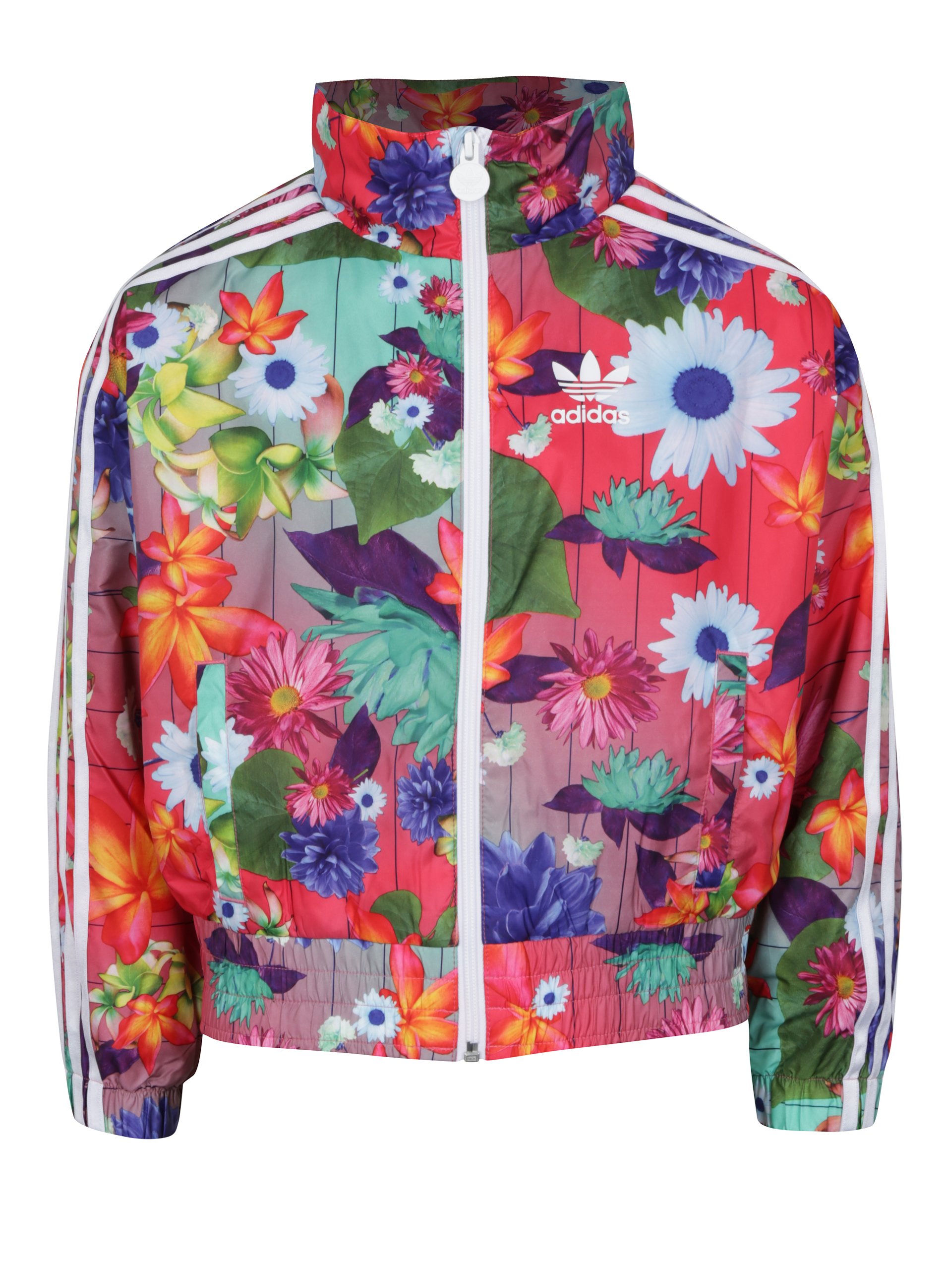 Růžová holčičí květovaná bunda adidas Originals