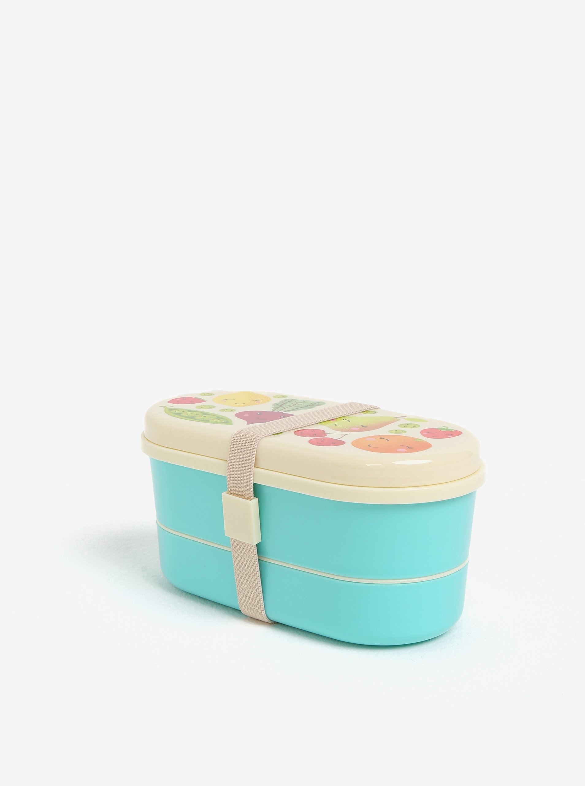 Tyrkysový box na jídlo s potiskem ovoce a zeleniny Sass & Belle Happy Fruit & Veg